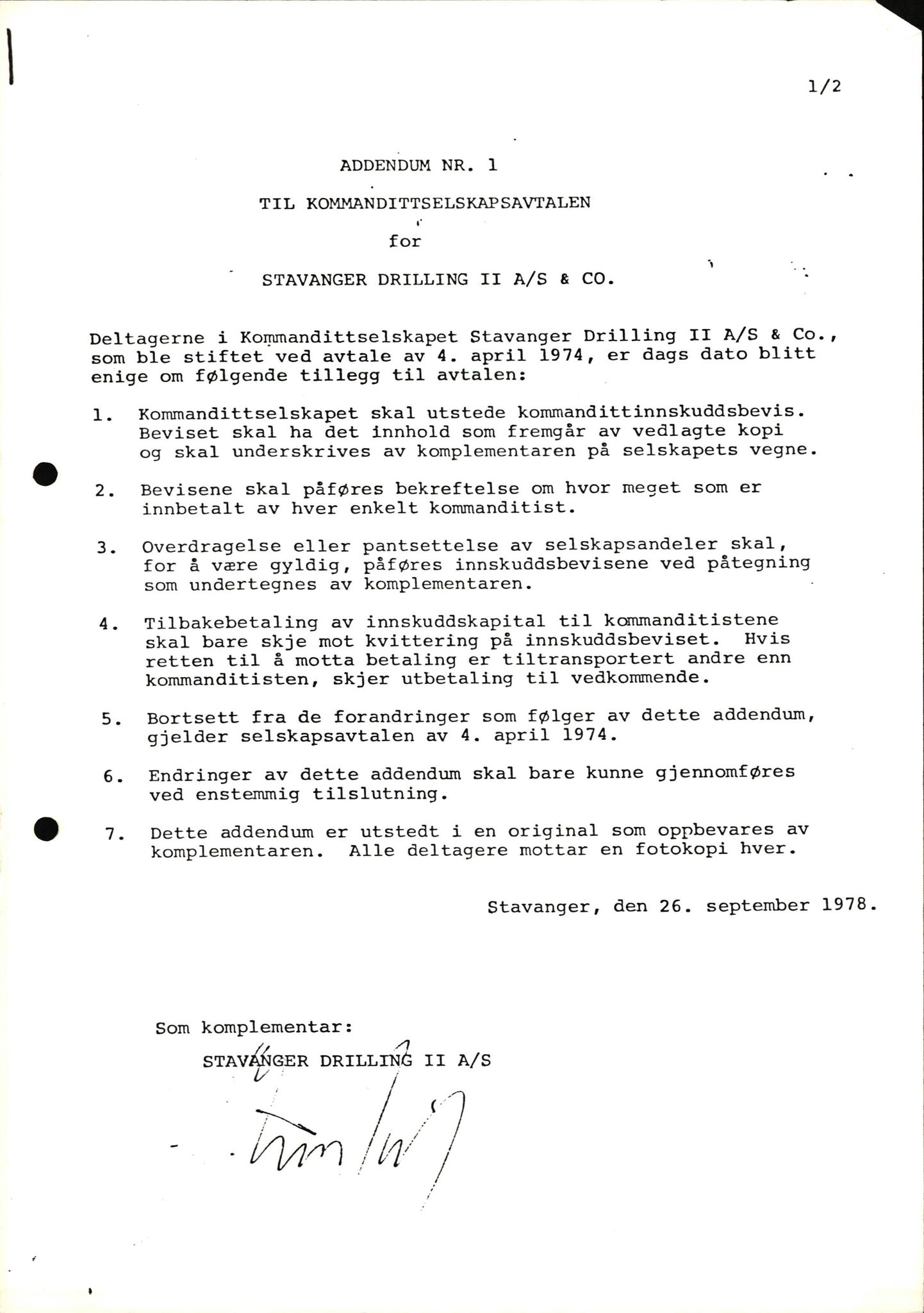 Pa 1503 - Stavanger Drilling AS, AV/SAST-A-101906/2/E/Eb/Eba/L0002: Sak og korrespondanse, 1974-1980