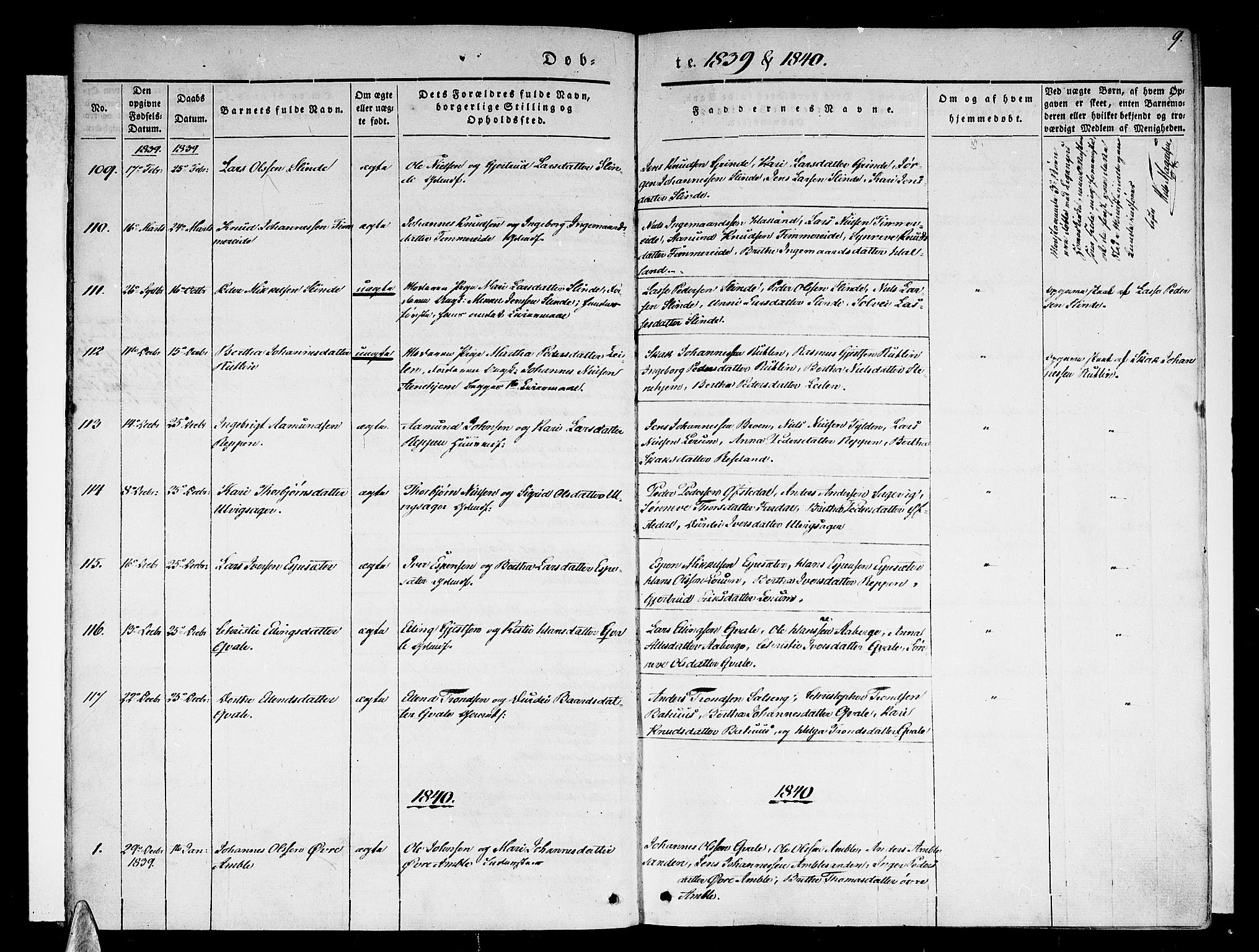 Sogndal sokneprestembete, SAB/A-81301/H/Haa/Haaa/L0011: Parish register (official) no. A 11, 1839-1847, p. 9