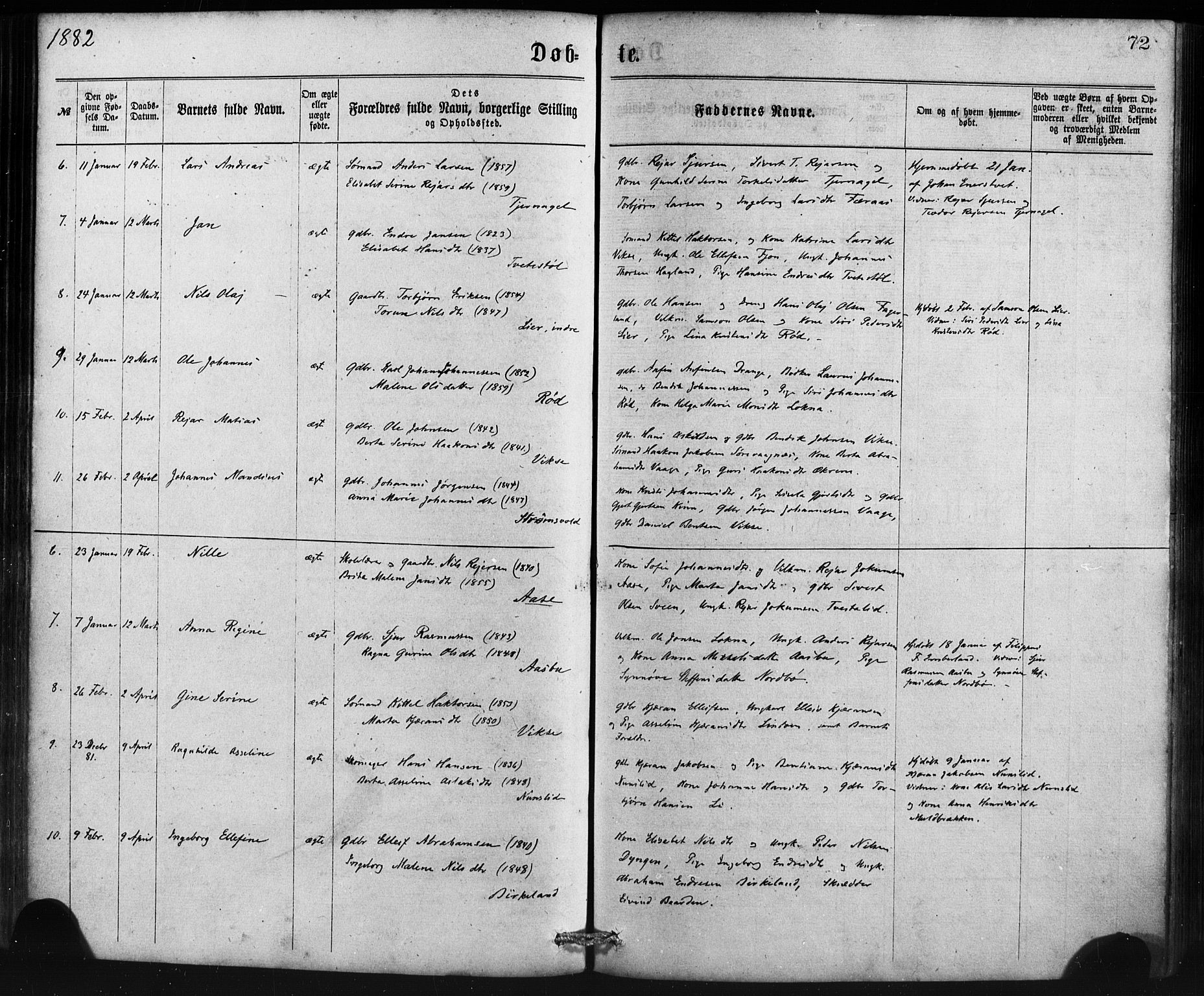 Sveio Sokneprestembete, AV/SAB-A-78501/H/Haa: Parish register (official) no. B 1, 1870-1883, p. 72