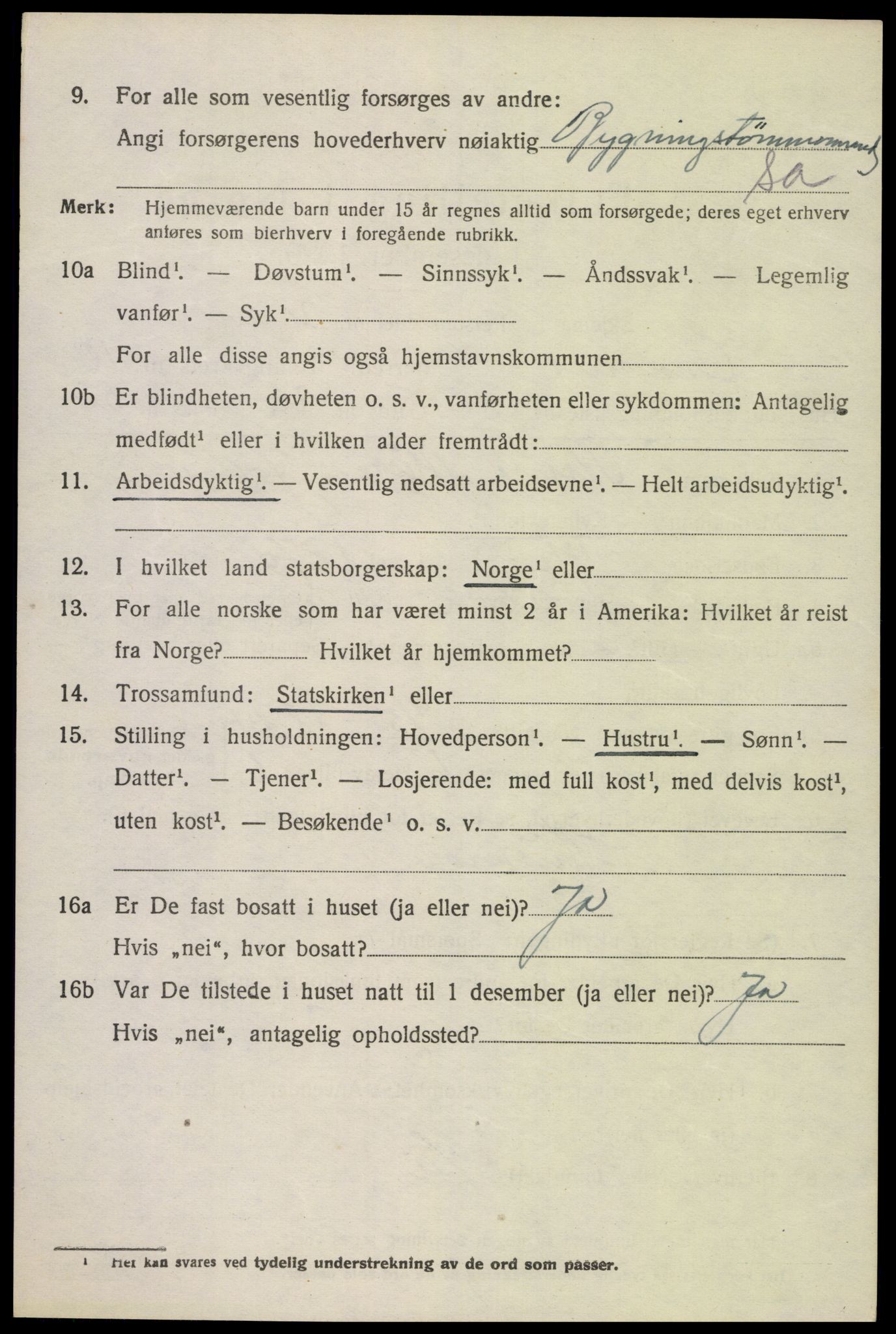 SAK, 1920 census for Oddernes, 1920, p. 6448