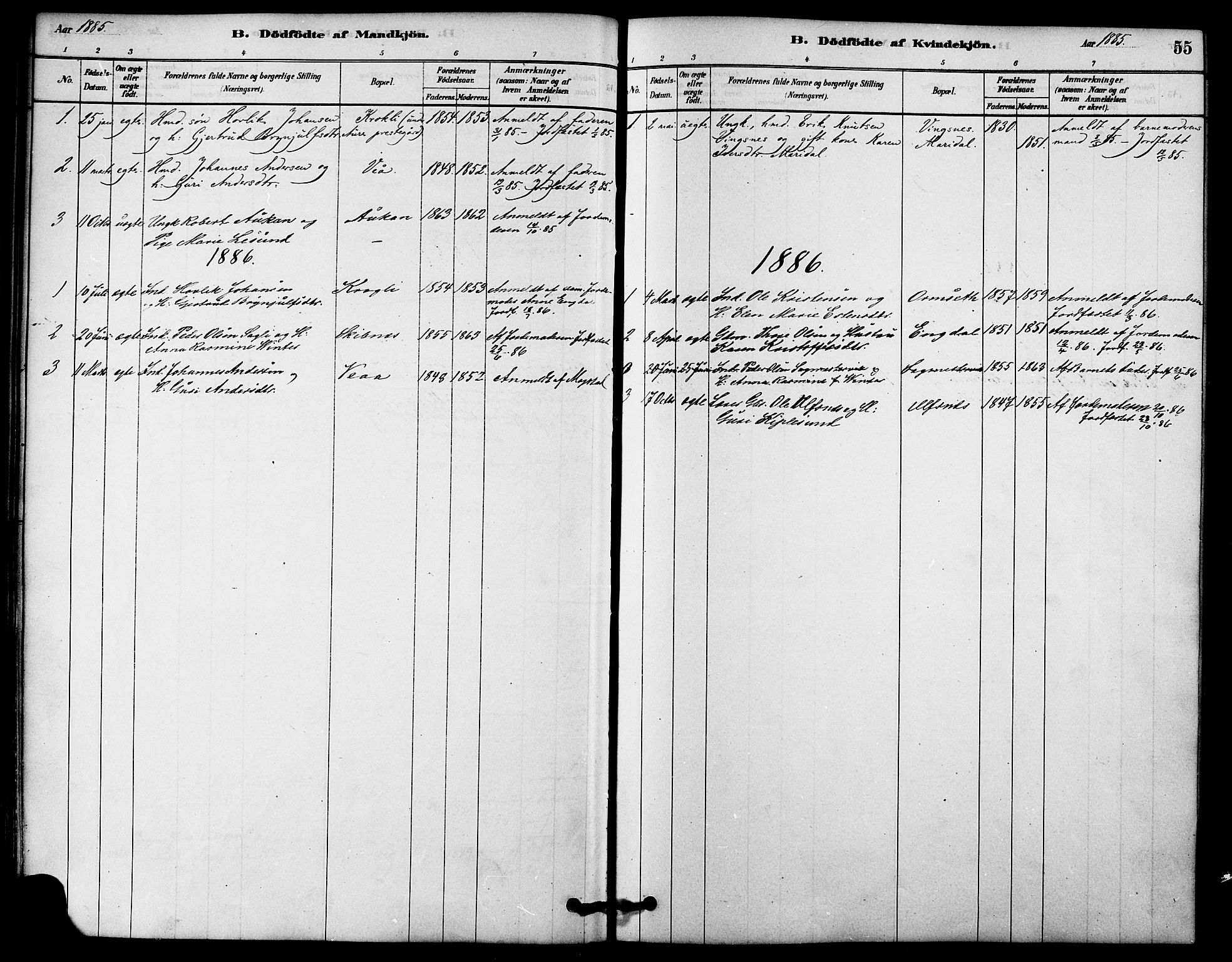 Ministerialprotokoller, klokkerbøker og fødselsregistre - Møre og Romsdal, AV/SAT-A-1454/578/L0906: Parish register (official) no. 578A05, 1878-1886, p. 55