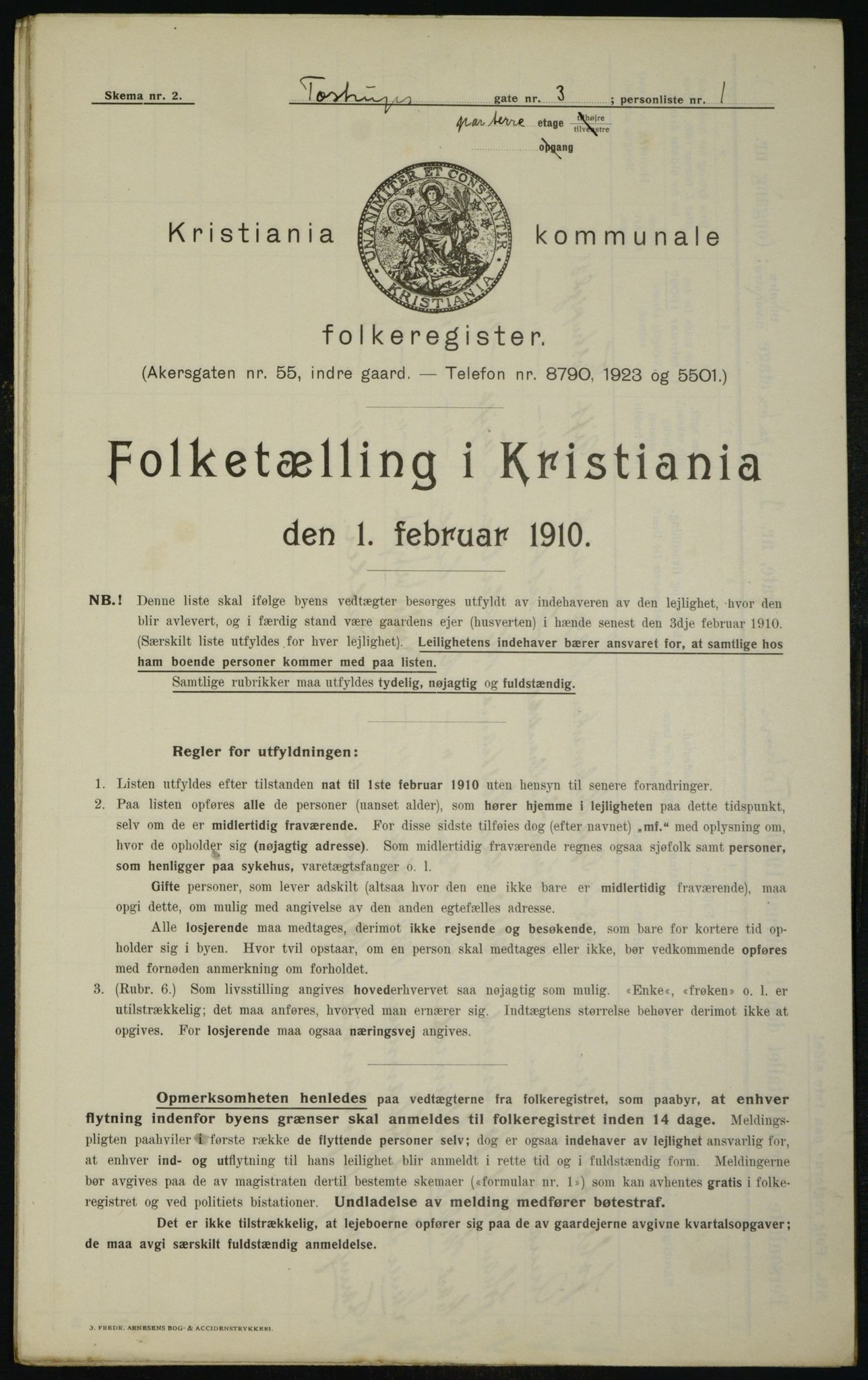 OBA, Municipal Census 1910 for Kristiania, 1910, p. 109383