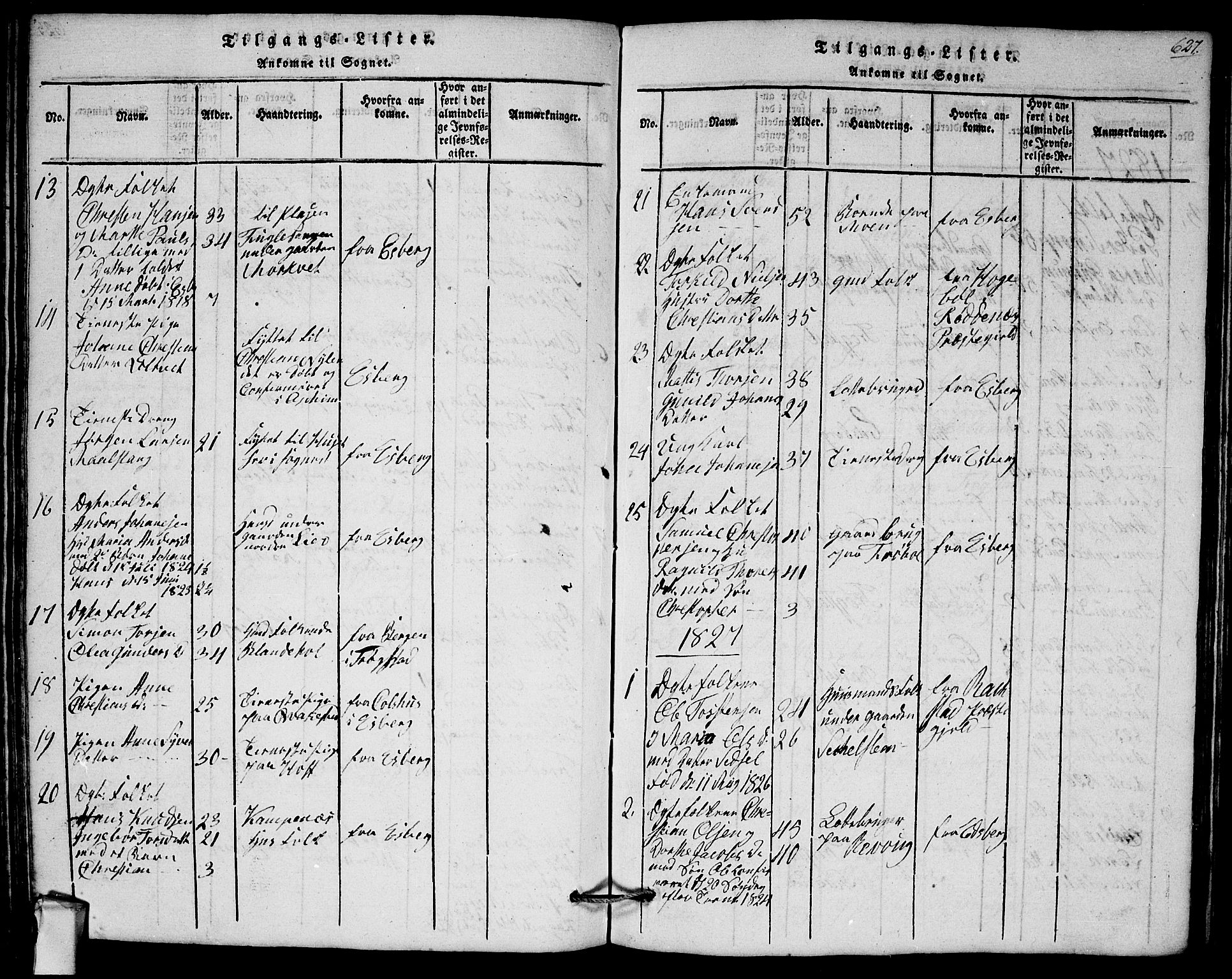 Askim prestekontor Kirkebøker, AV/SAO-A-10900/G/Ga/L0001: Parish register (copy) no. 1, 1817-1846, p. 626-627