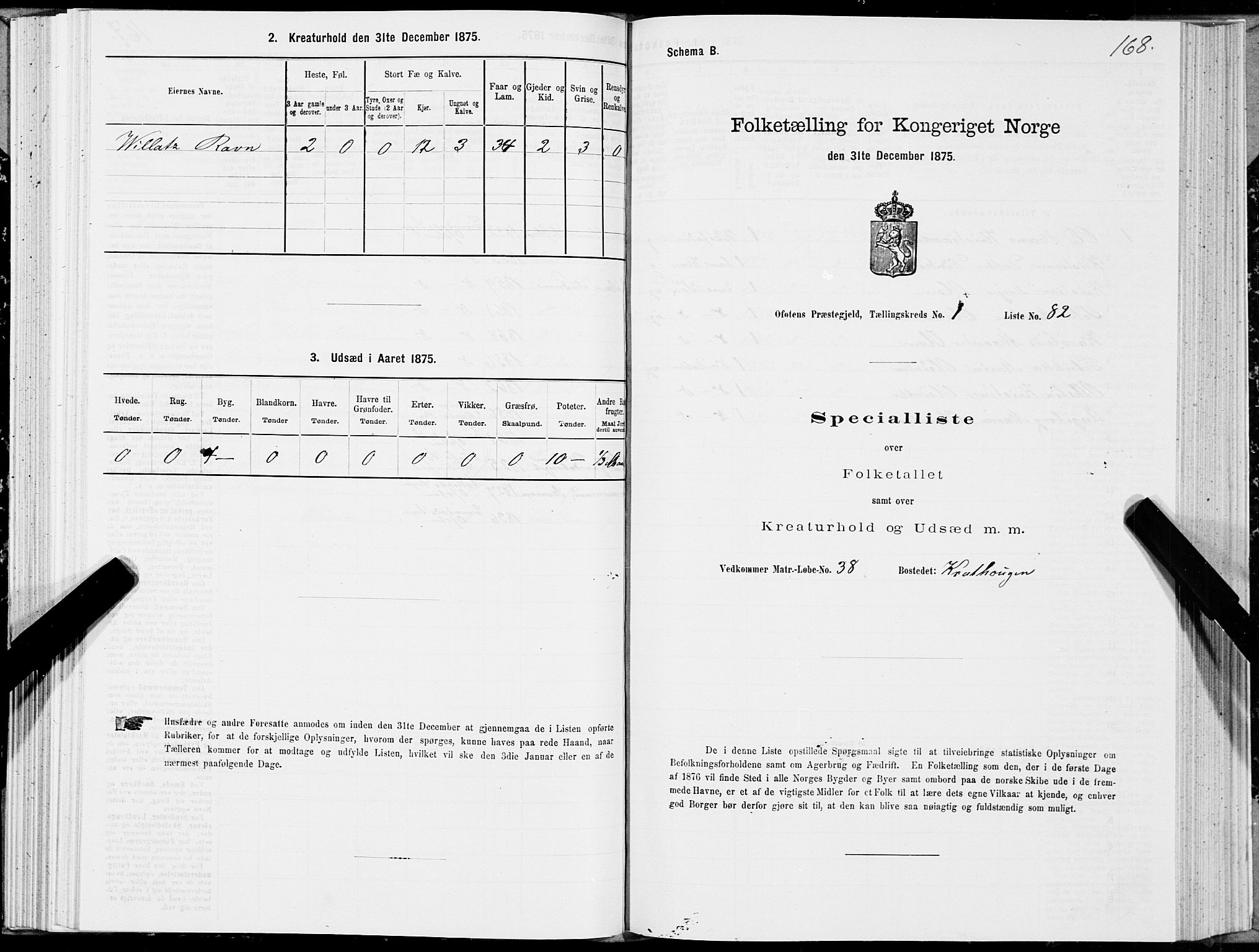 SAT, 1875 census for 1853P Ofoten, 1875, p. 1168