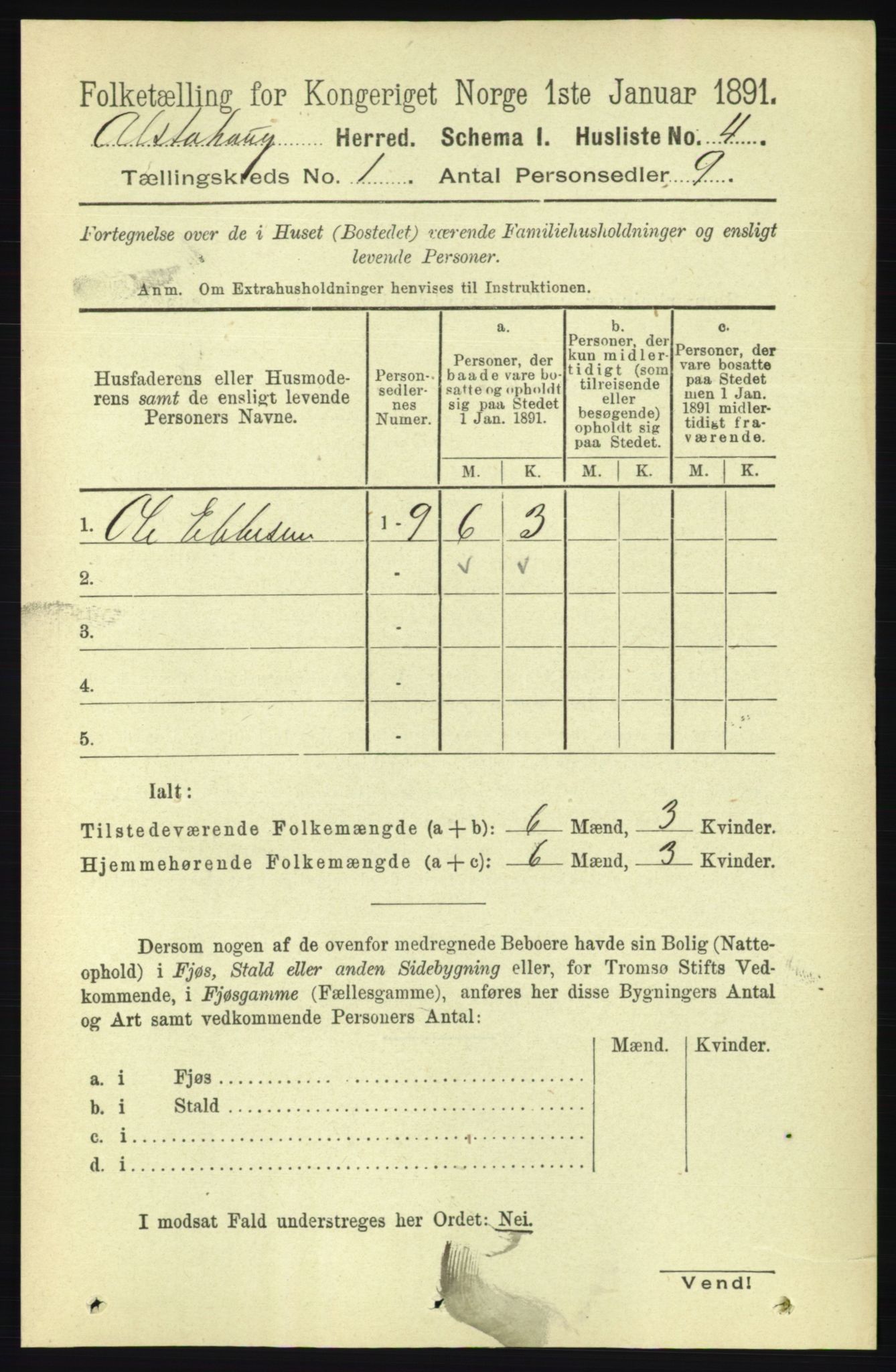 RA, 1891 census for 1820 Alstahaug, 1891, p. 39