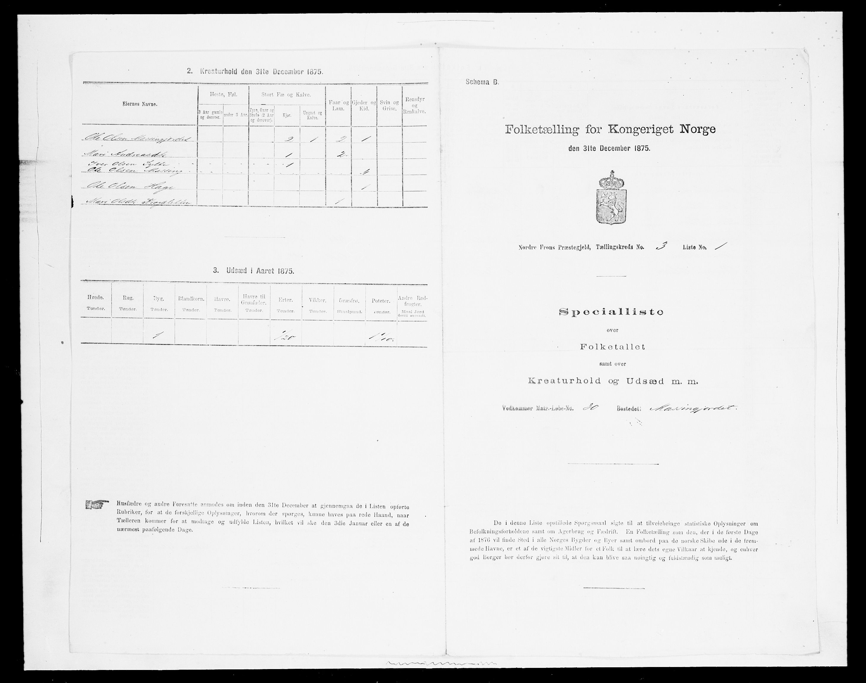 SAH, 1875 census for 0518P Nord-Fron, 1875, p. 332