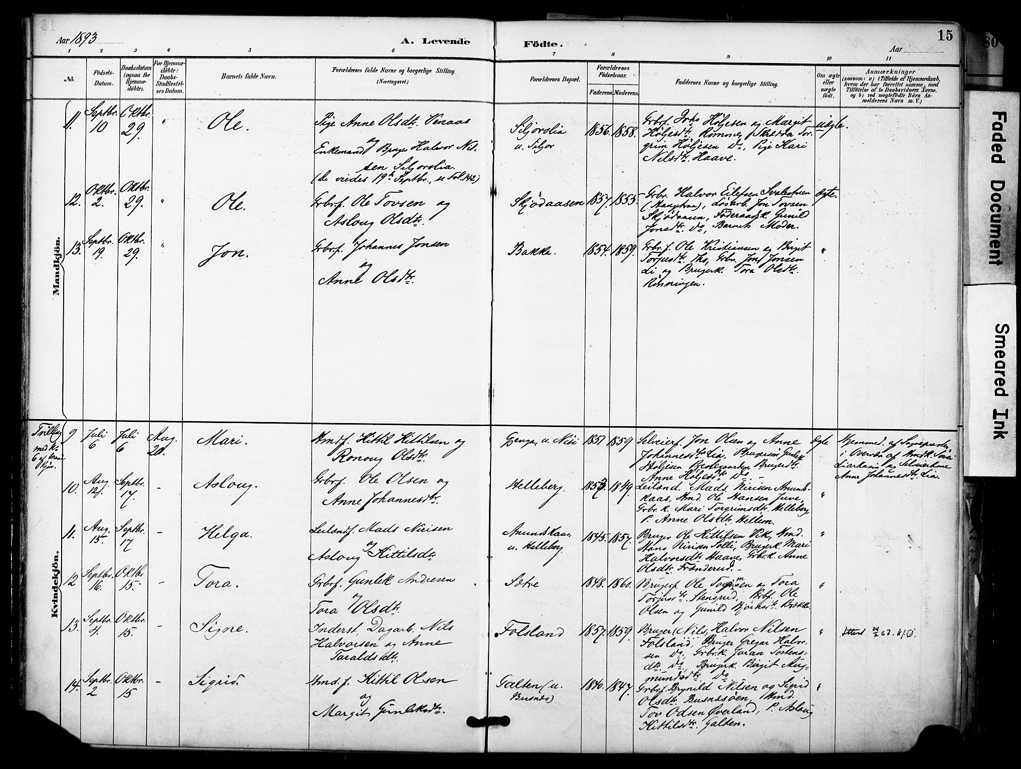Gransherad kirkebøker, SAKO/A-267/F/Fa/L0005: Parish register (official) no. I 5, 1887-1916, p. 15
