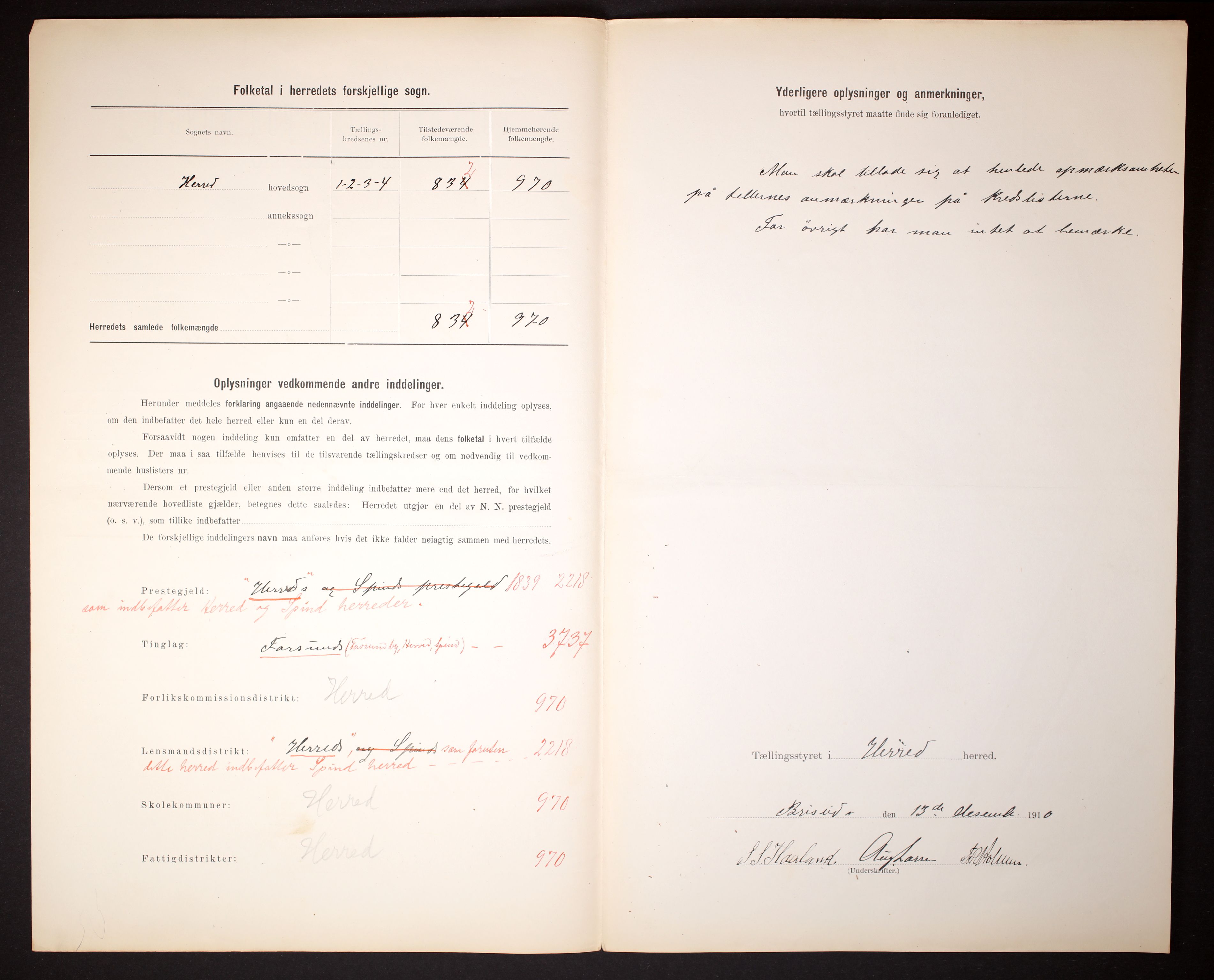 RA, 1910 census for Herad, 1910, p. 3