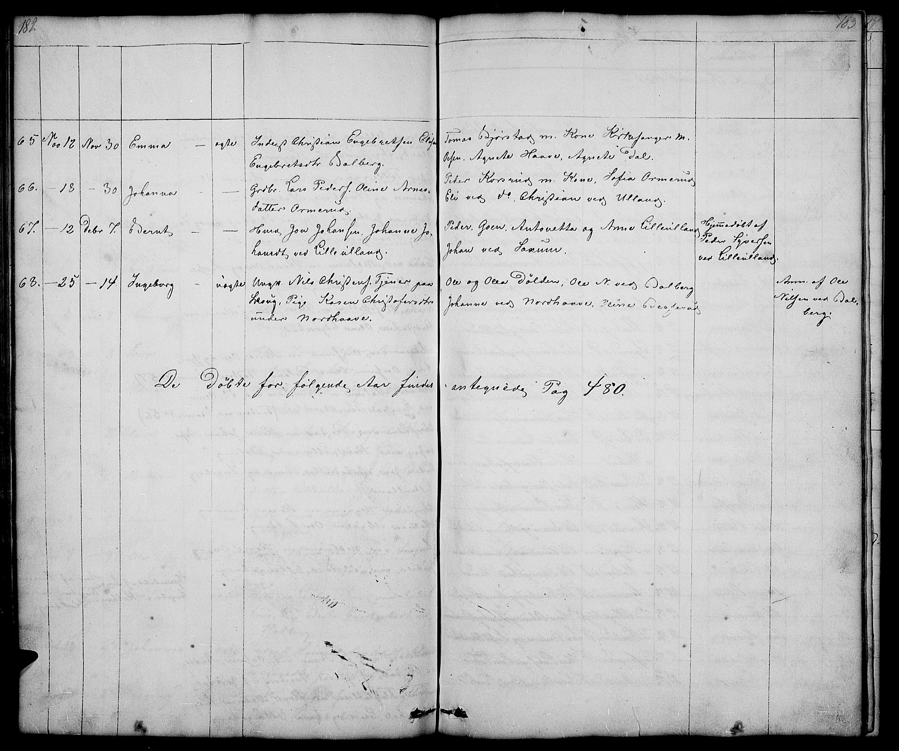 Fåberg prestekontor, AV/SAH-PREST-086/H/Ha/Hab/L0005: Parish register (copy) no. 5, 1837-1864, p. 182-183