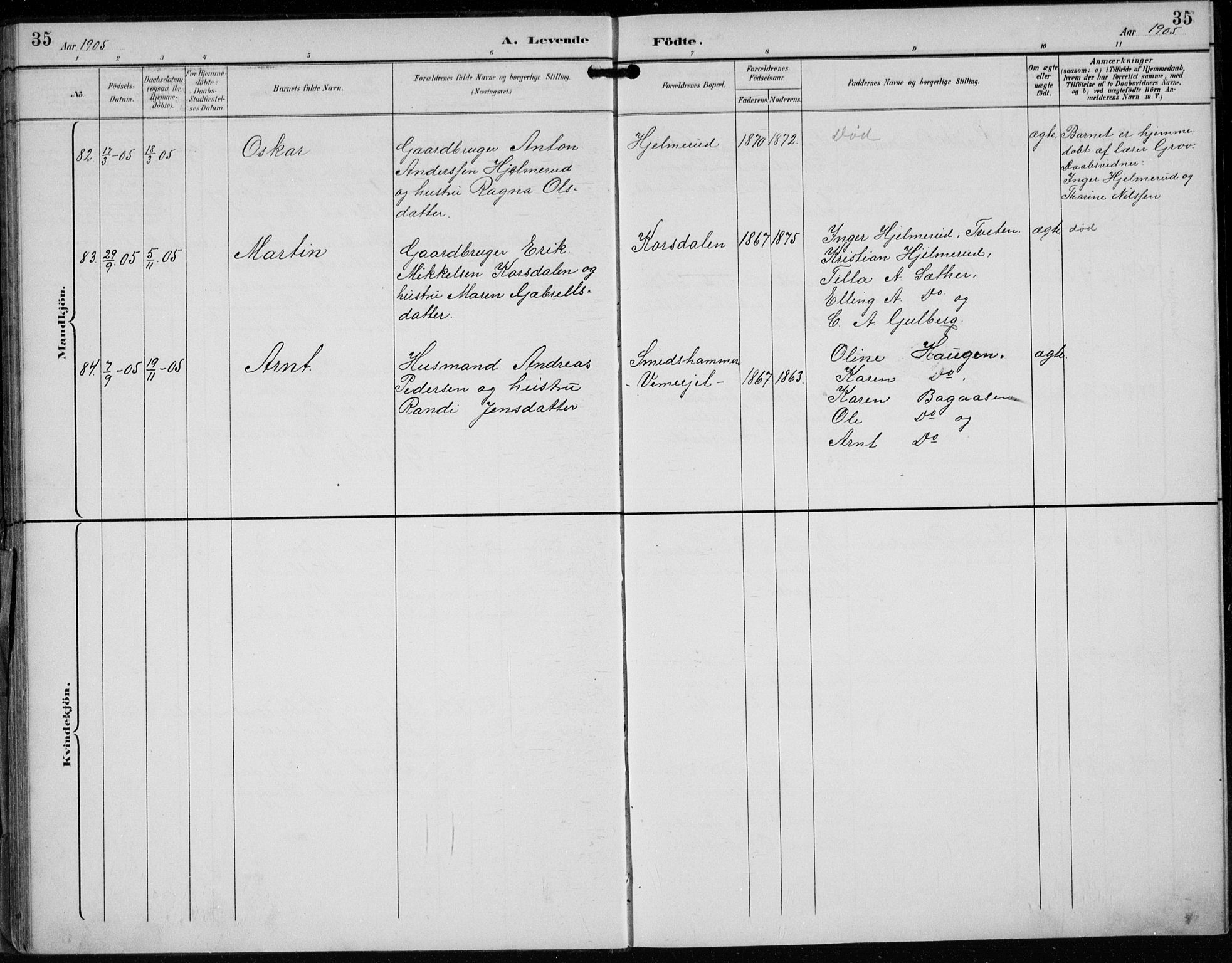 Lunder kirkebøker, AV/SAKO-A-629/F/Fb/L0001: Parish register (official) no. II 1, 1893-1916, p. 35