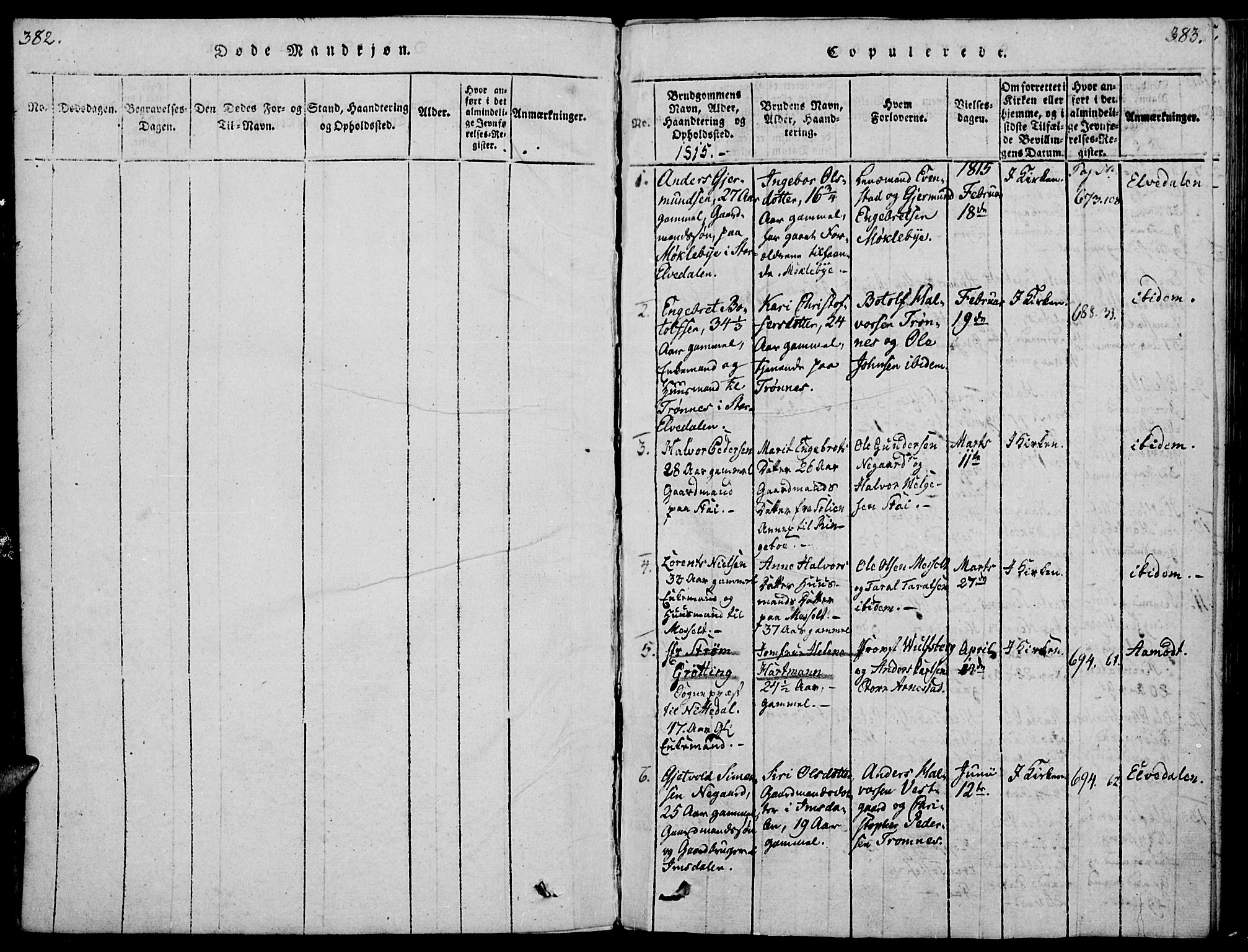Åmot prestekontor, Hedmark, SAH/PREST-056/H/Ha/Haa/L0005: Parish register (official) no. 5, 1815-1841, p. 382-383