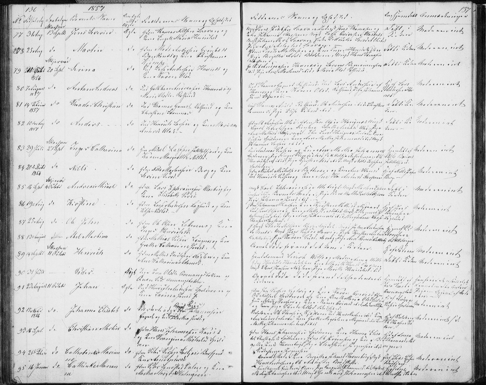 Skjervøy sokneprestkontor, SATØ/S-1300/H/Ha/Hab/L0003klokker: Parish register (copy) no. 3, 1849-1861, p. 136-137