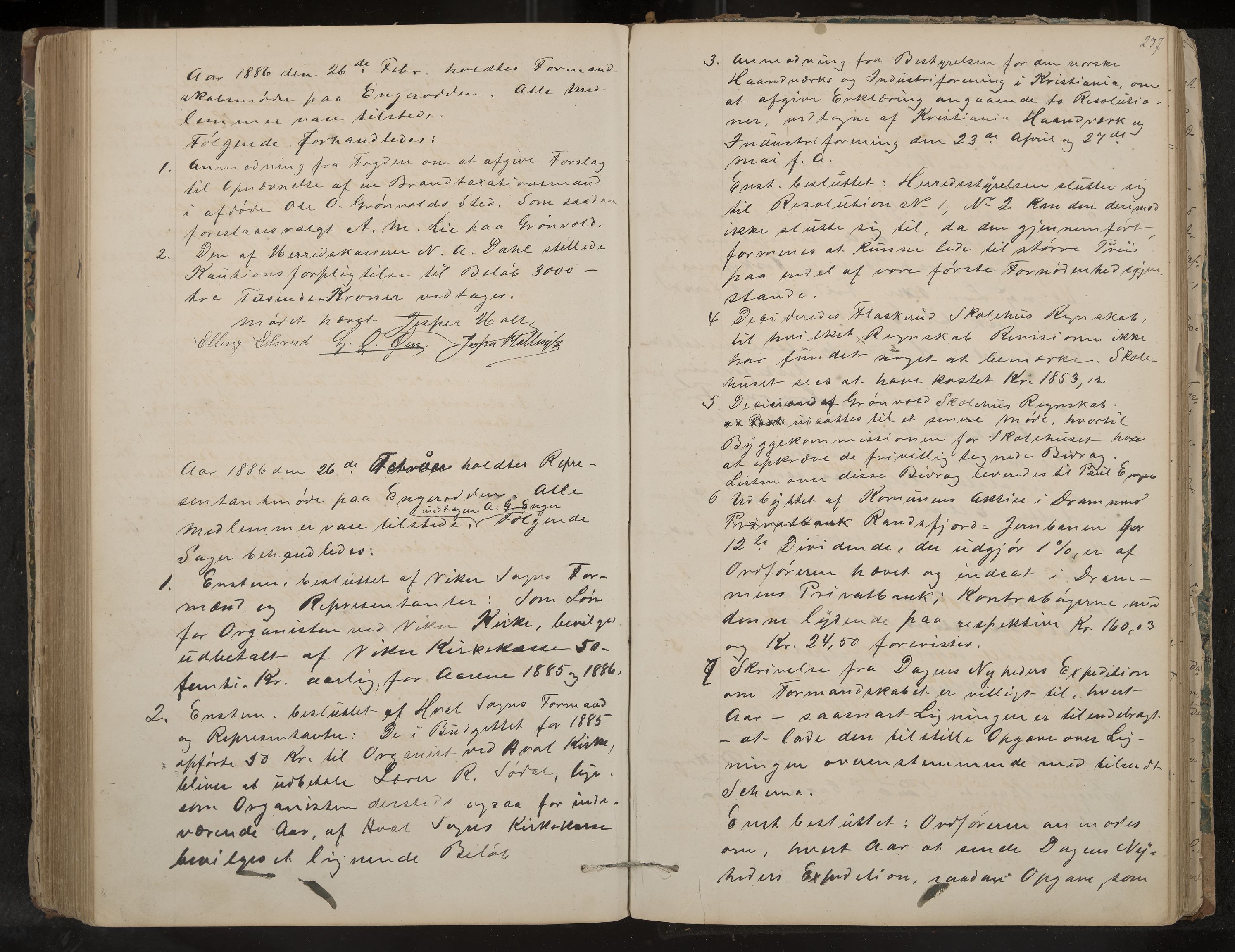 Ådal formannskap og sentraladministrasjon, IKAK/0614021/A/Aa/L0001: Møtebok, 1858-1891, p. 237