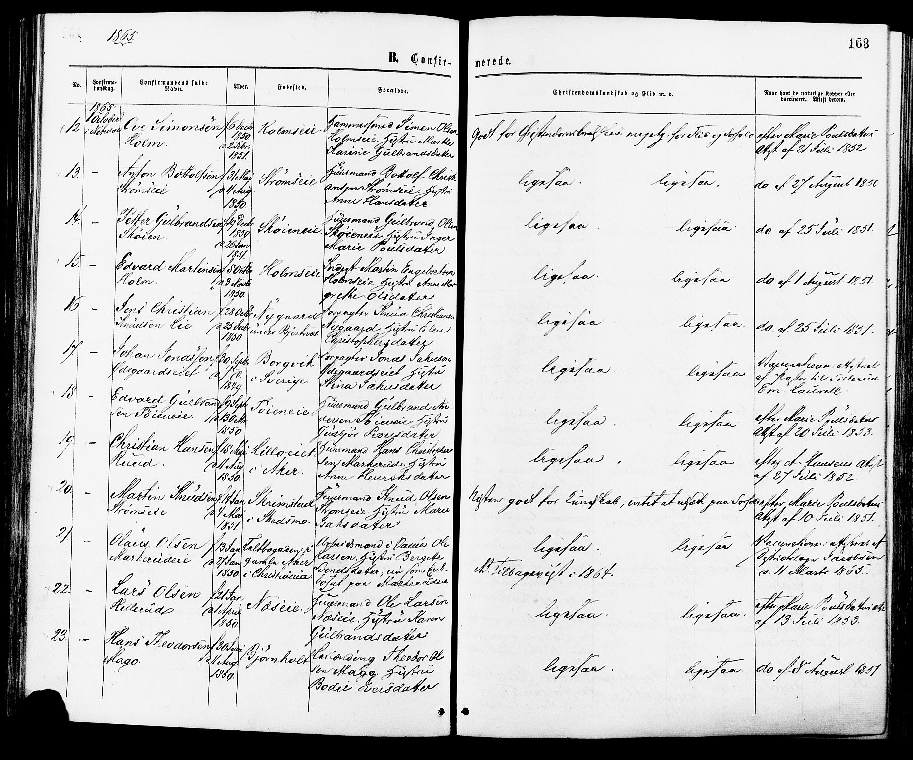 Nittedal prestekontor Kirkebøker, AV/SAO-A-10365a/F/Fa/L0006: Parish register (official) no. I 6, 1863-1878, p. 163