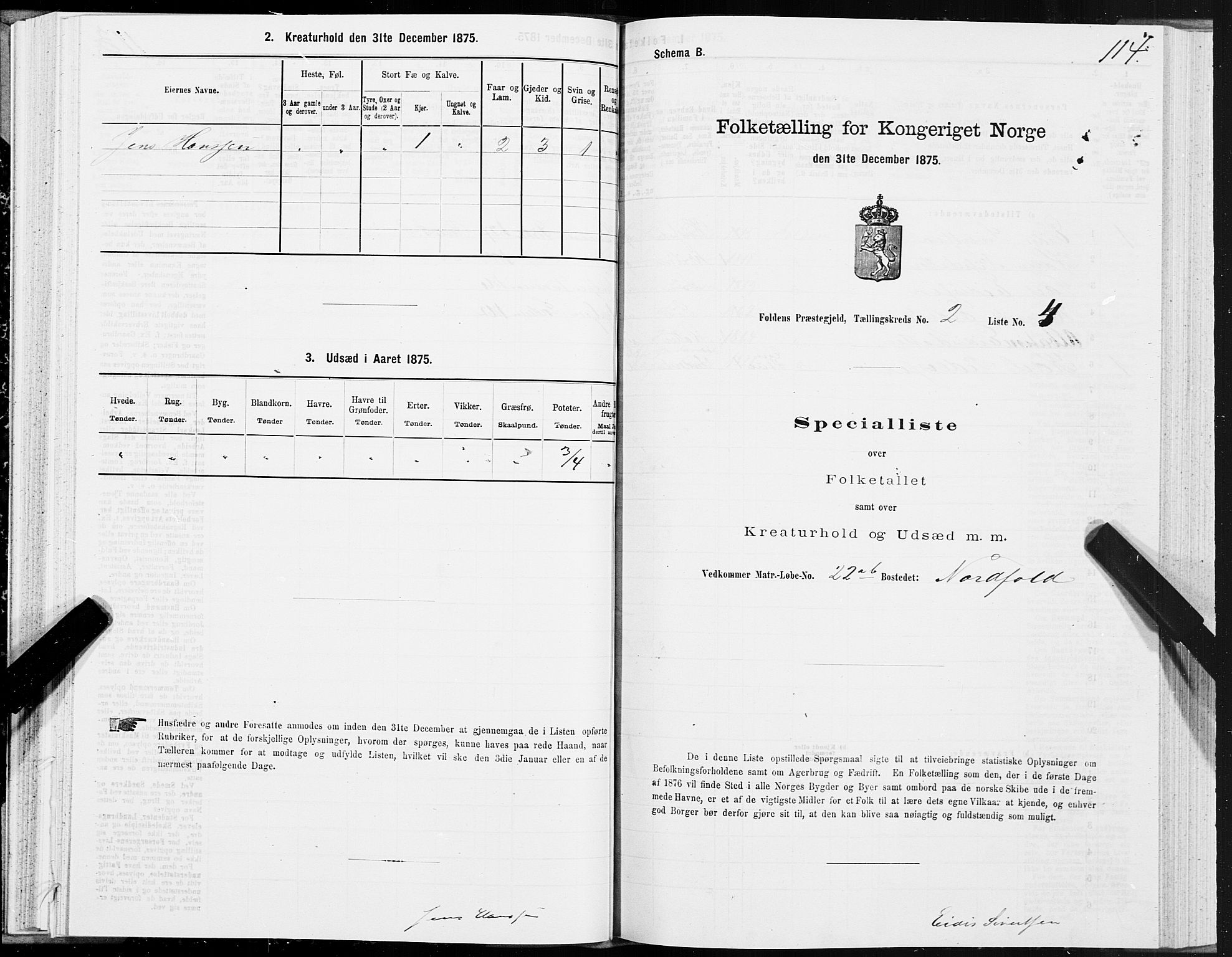 SAT, 1875 census for 1845P Folda, 1875, p. 1114