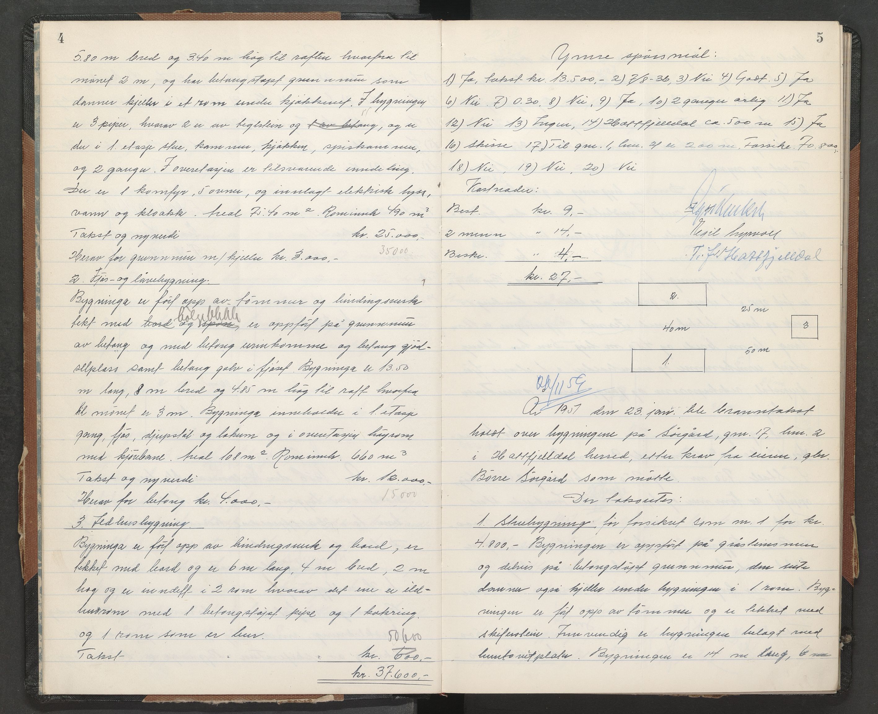 Grane og Hattfjelldal lensmannskontor, AV/SAT-A-5688/3/Oa/L0008: Branntakstprotokoll, 1951-1954