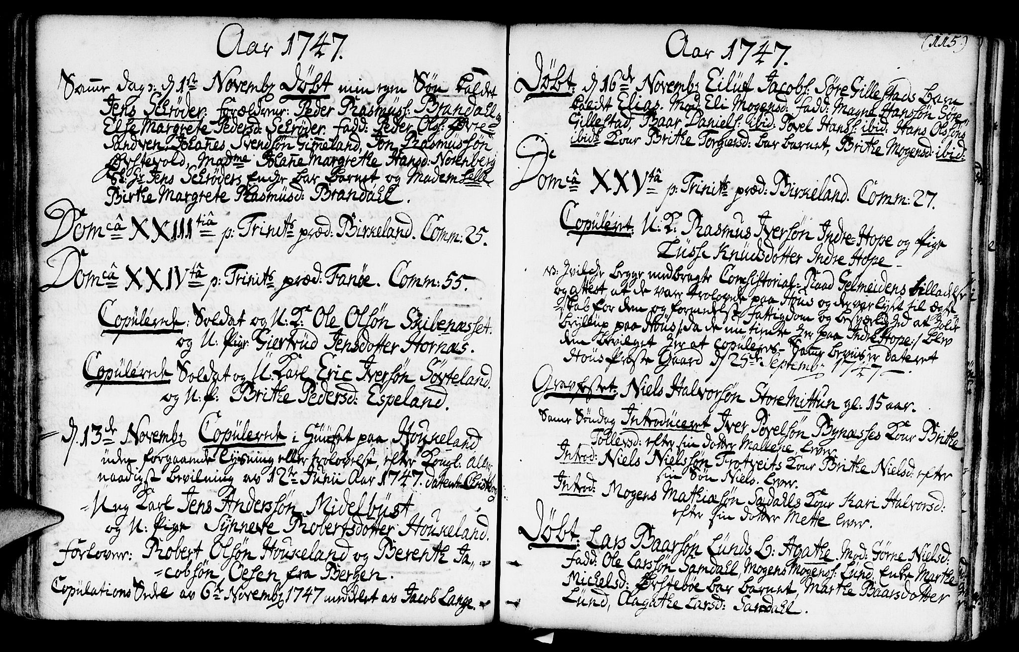 Fana Sokneprestembete, SAB/A-75101/H/Haa/Haaa/L0003: Parish register (official) no. A 3, 1736-1757, p. 115