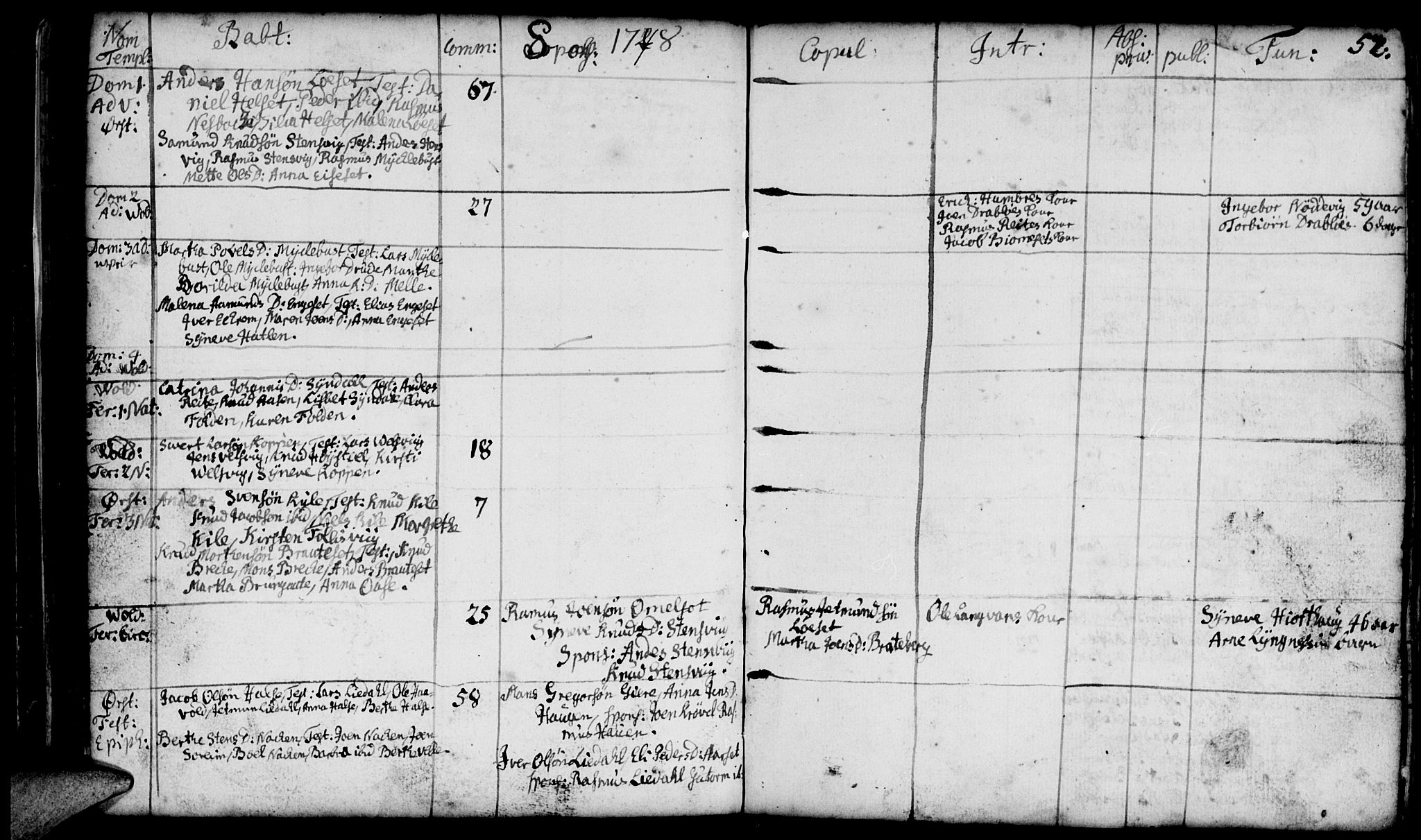Ministerialprotokoller, klokkerbøker og fødselsregistre - Møre og Romsdal, AV/SAT-A-1454/511/L0135: Parish register (official) no. 511A02, 1741-1760, p. 52
