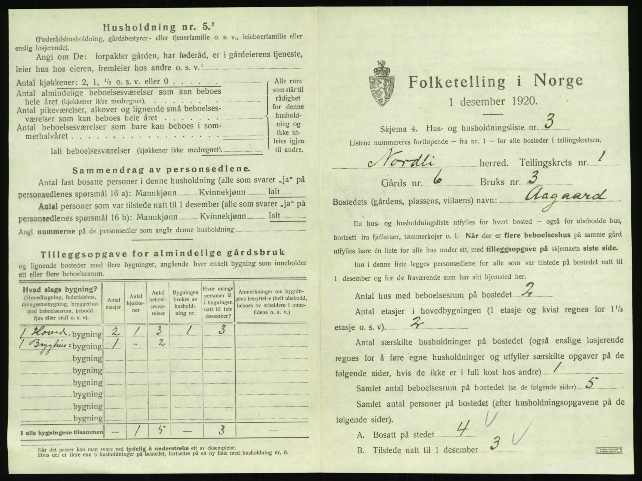 SAT, 1920 census for Nordli, 1920, p. 27