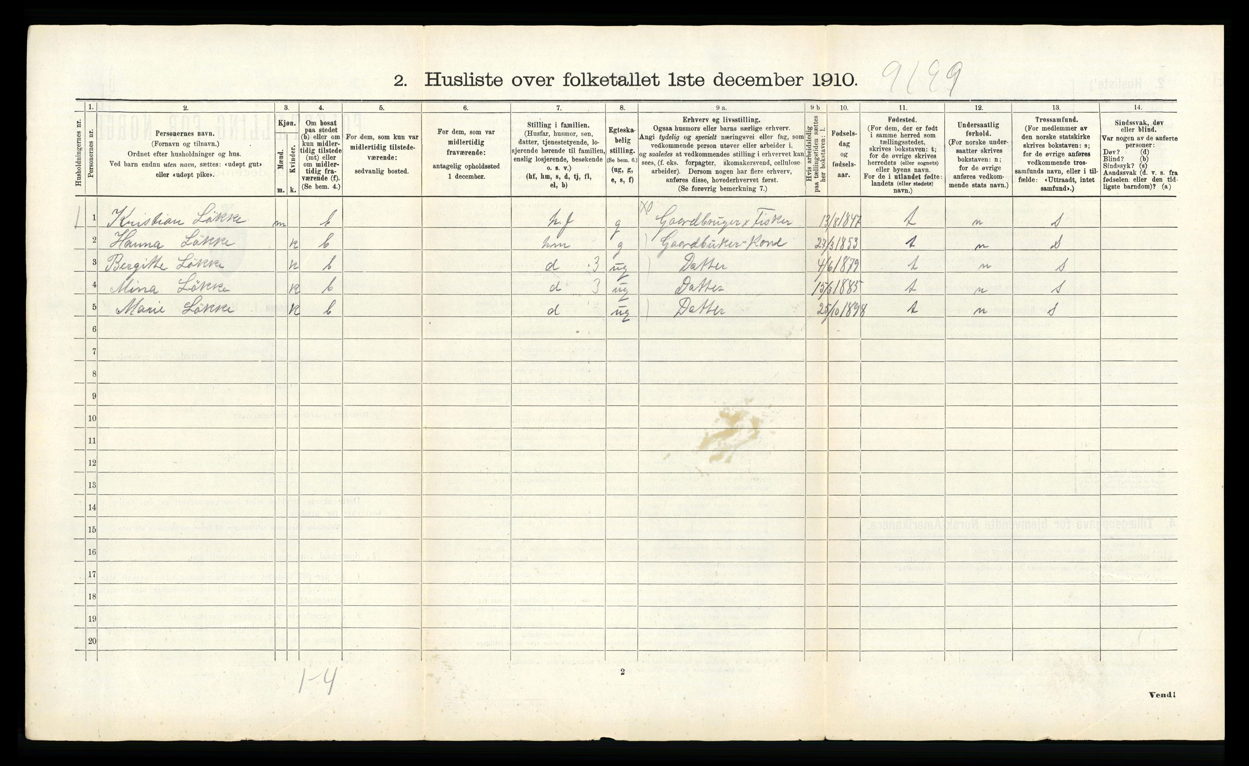 RA, 1910 census for Bodin, 1910, p. 78