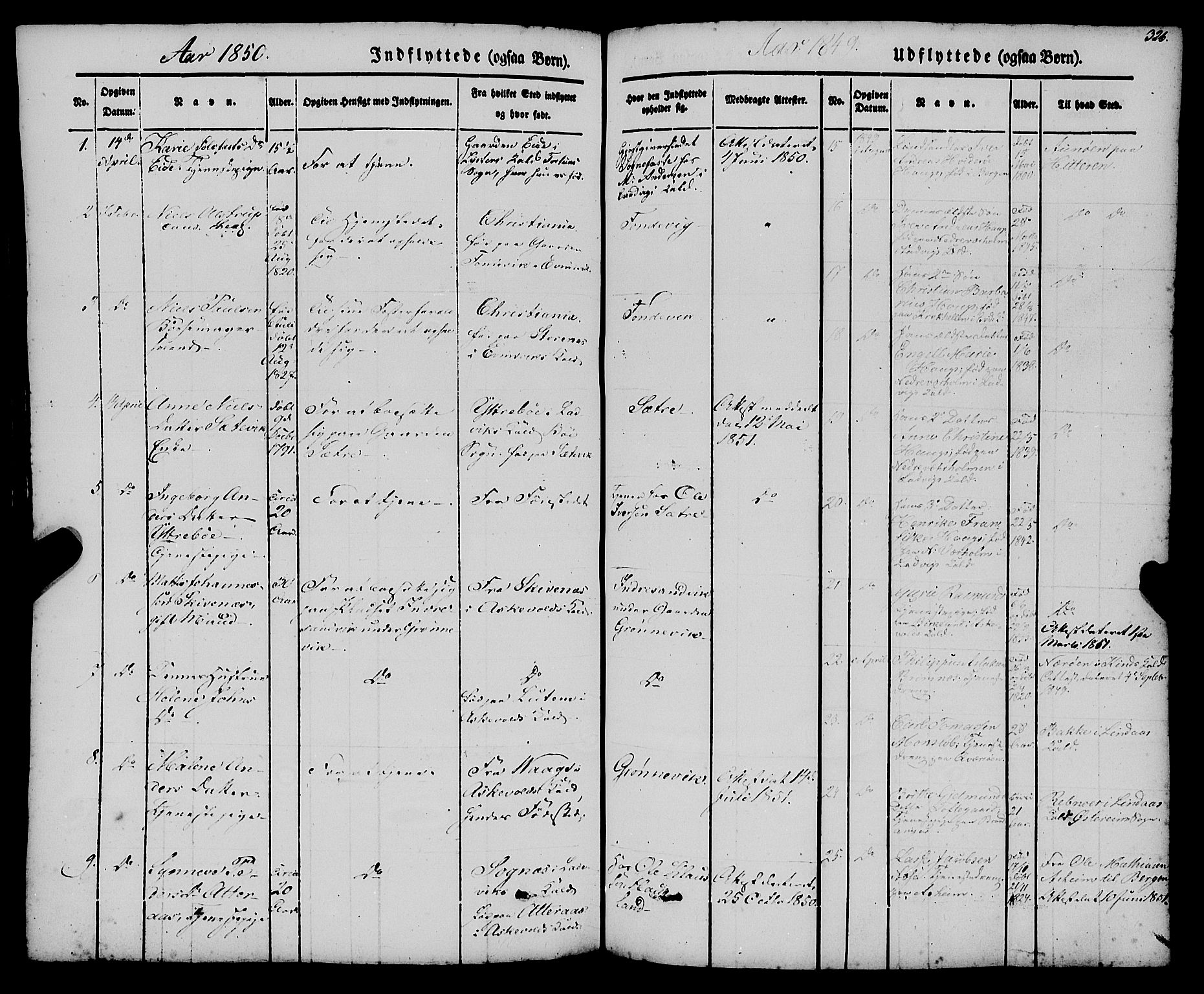 Gulen sokneprestembete, AV/SAB-A-80201/H/Haa/Haaa/L0021: Parish register (official) no. A 21, 1848-1858, p. 326