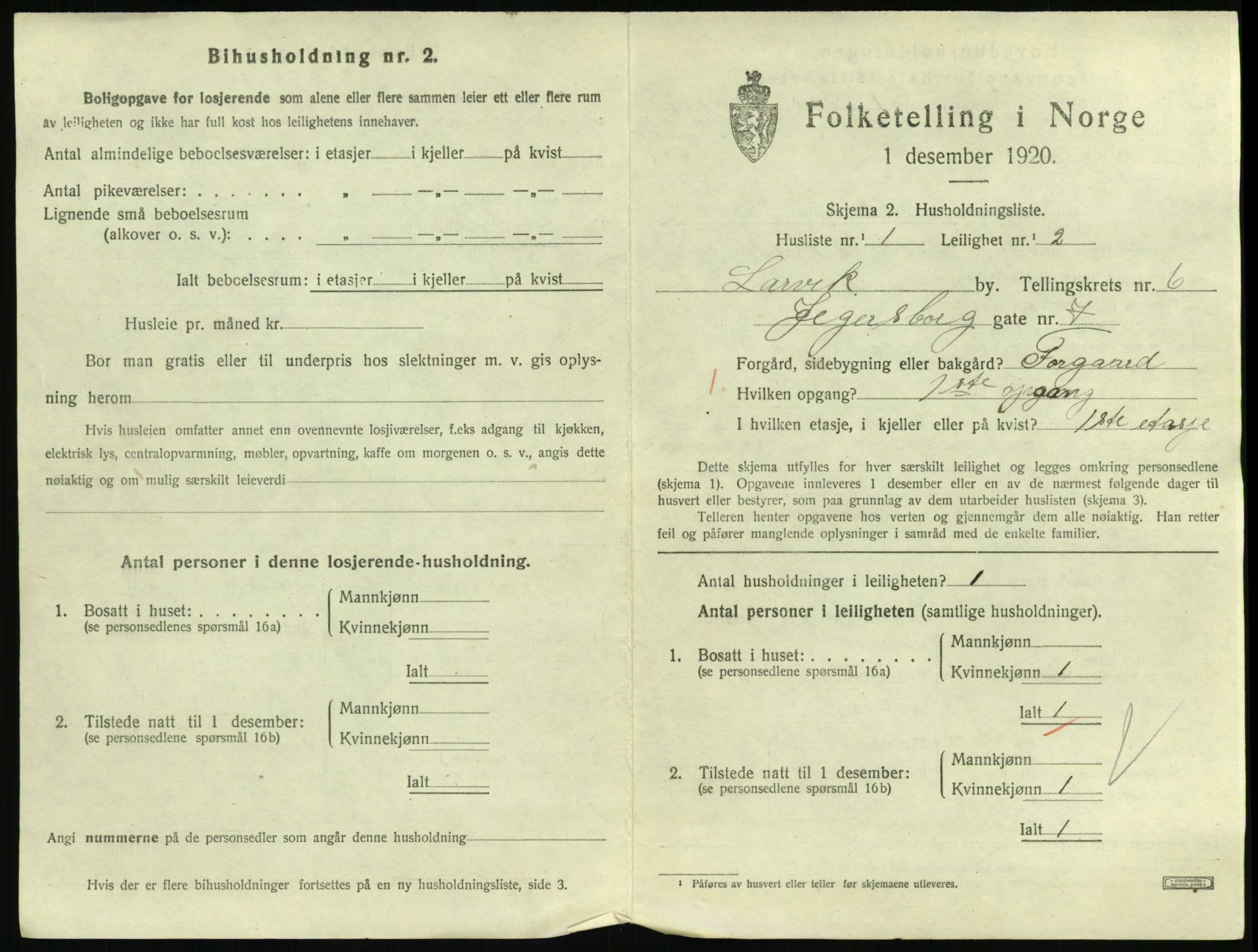 SAKO, 1920 census for Larvik, 1920, p. 5340