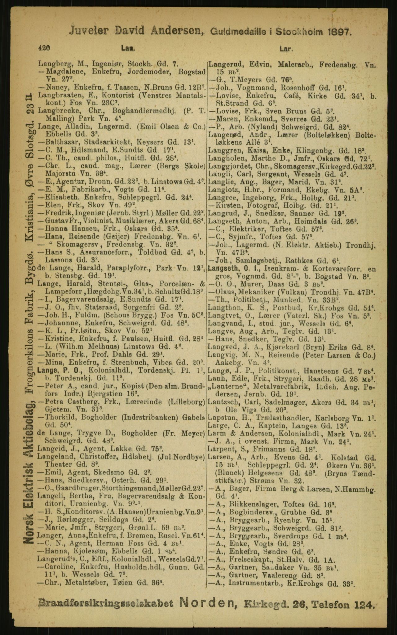 Kristiania/Oslo adressebok, PUBL/-, 1899, p. 420