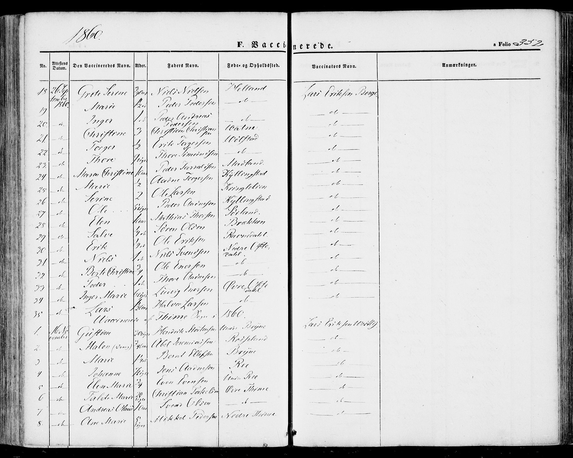 Lye sokneprestkontor, SAST/A-101794/001/30BA/L0007: Parish register (official) no. A 6, 1856-1871, p. 352