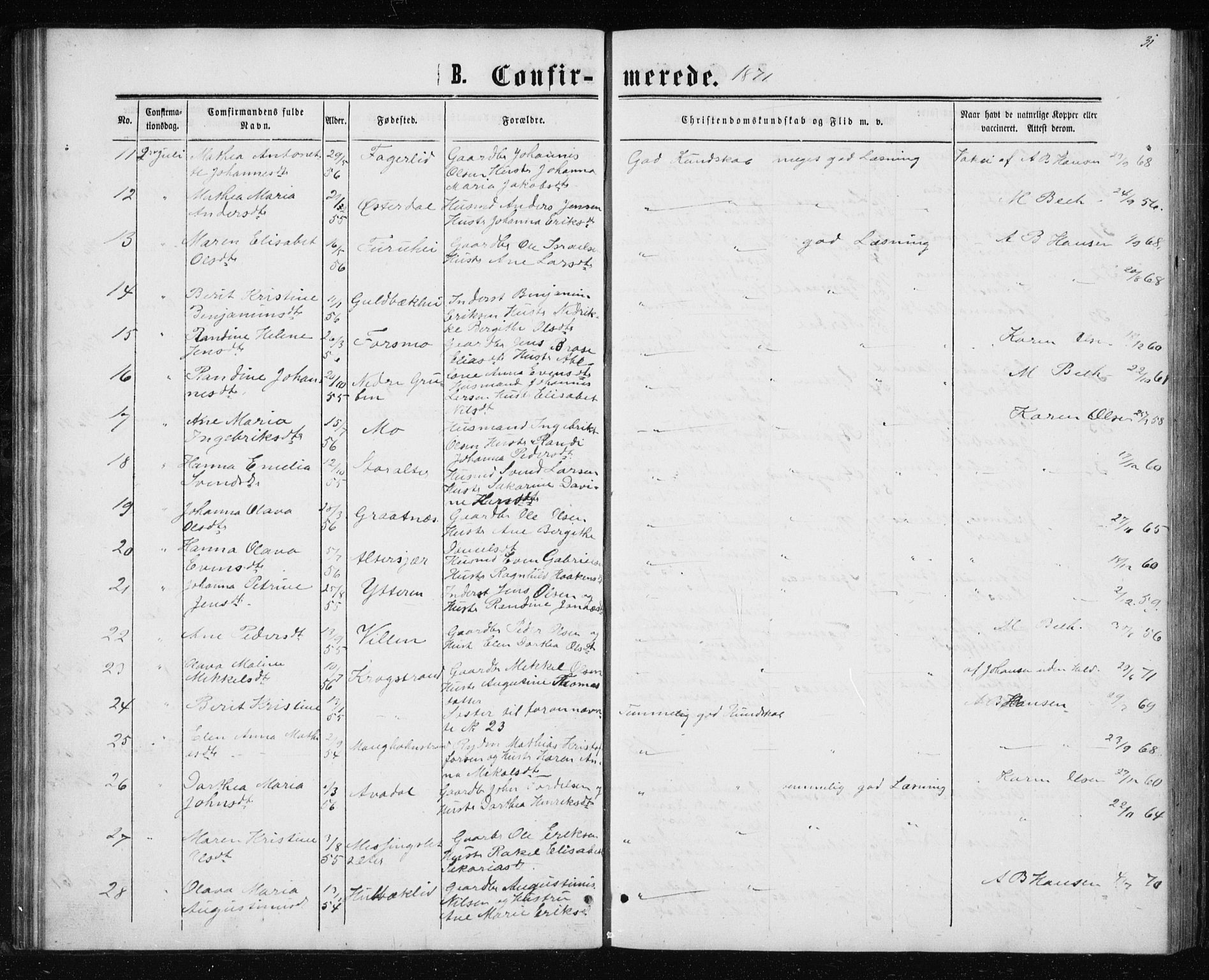 Ministerialprotokoller, klokkerbøker og fødselsregistre - Nordland, AV/SAT-A-1459/827/L0416: Parish register (copy) no. 827C05, 1865-1886, p. 31