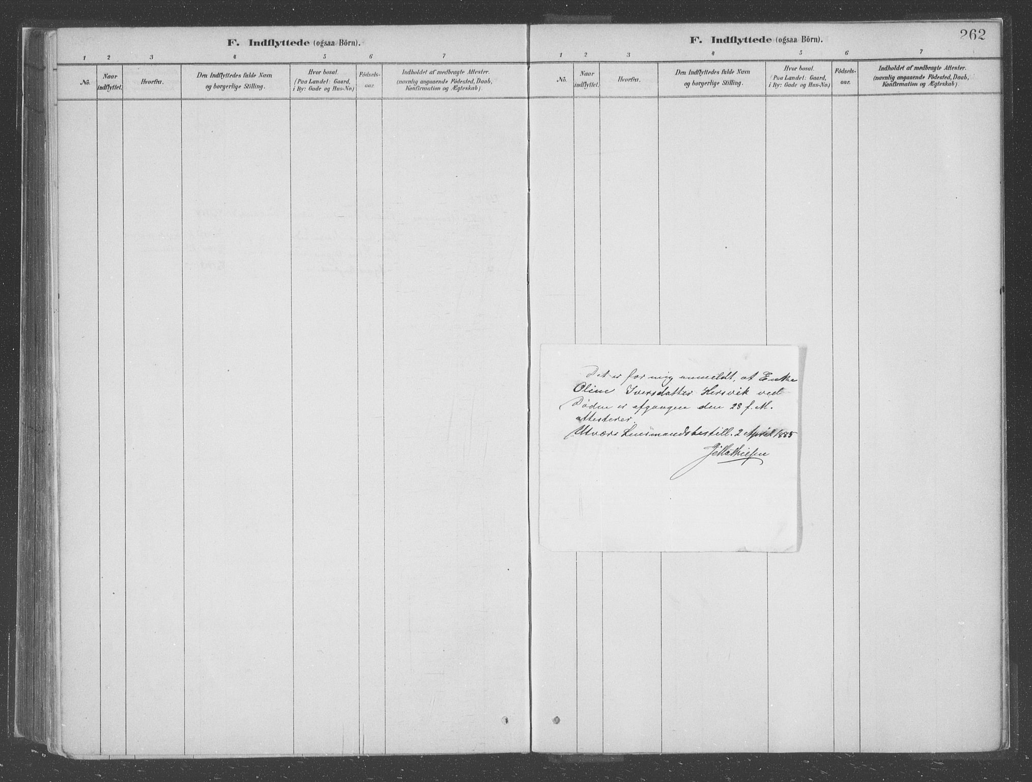 Askvoll sokneprestembete, SAB/A-79501/H/Haa/Haac/L0001: Parish register (official) no. C  1, 1879-1922, p. 262