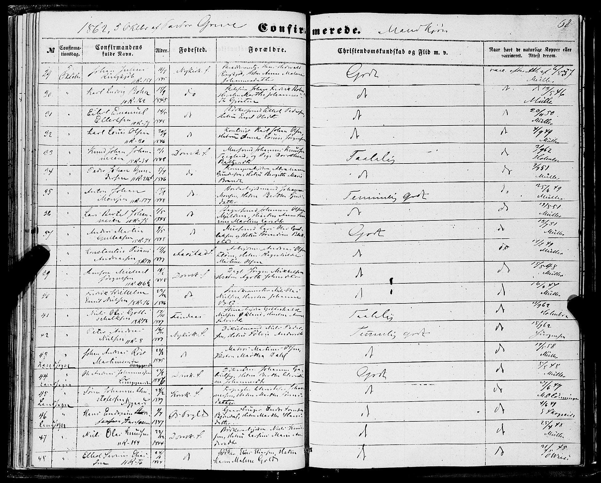 Domkirken sokneprestembete, AV/SAB-A-74801/H/Haa/L0028: Parish register (official) no. C 3, 1852-1864, p. 68