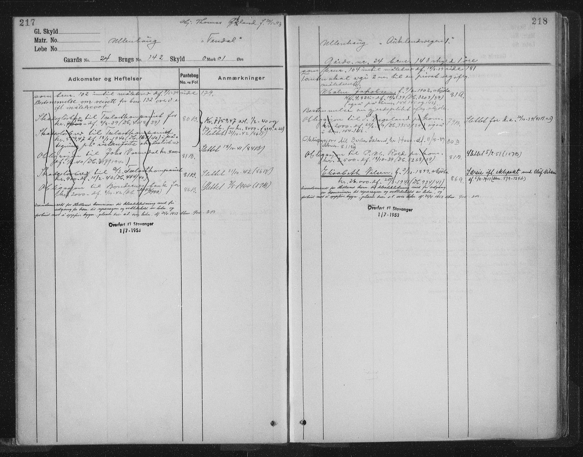 Jæren sorenskriveri, SAST/A-100310/01/4/41/41ABB/L0006: Mortgage register no. 41 ABB6, 1913, p. 217-218