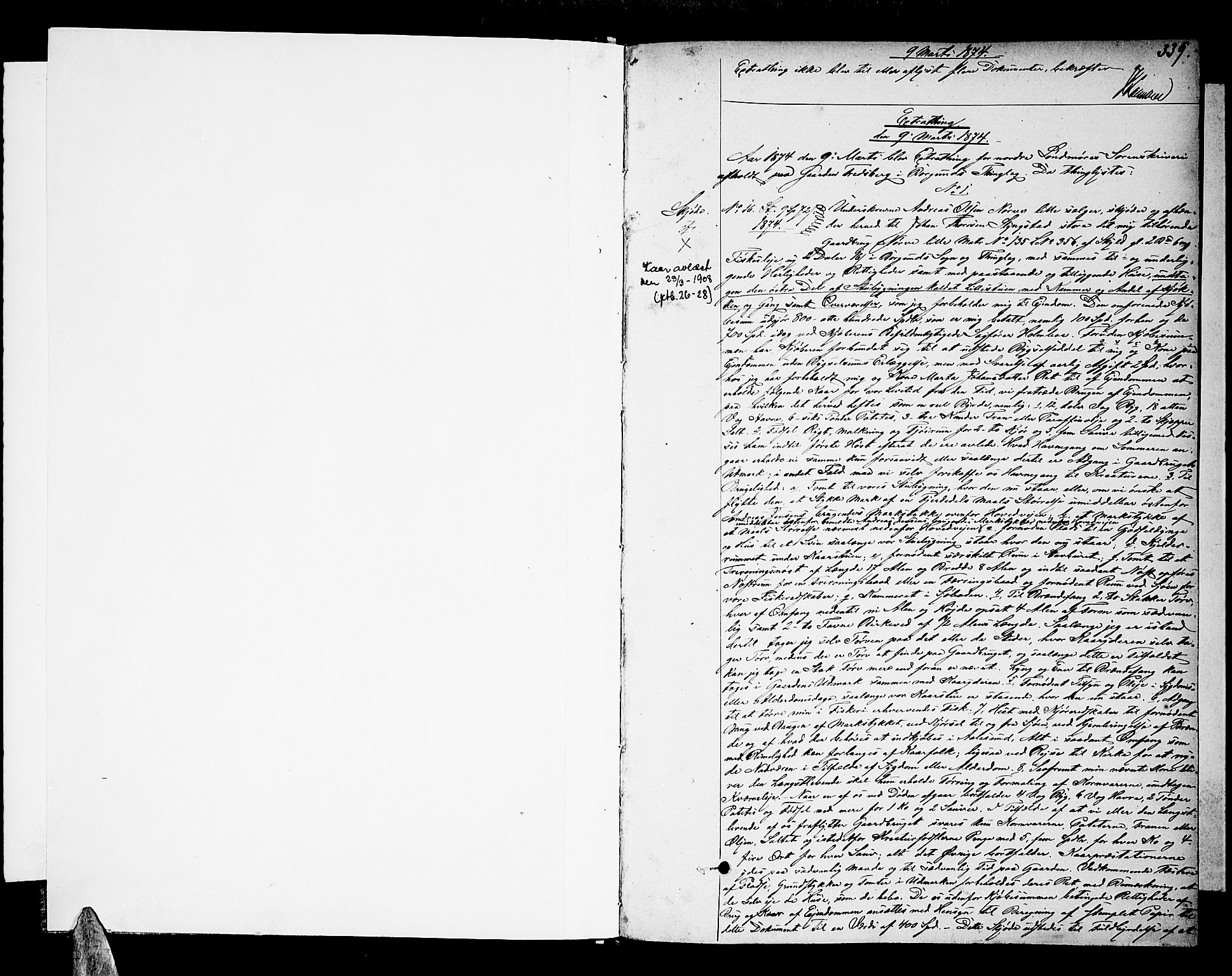 Nordre Sunnmøre sorenskriveri, AV/SAT-A-0006/1/2/2C/2Ca/L0013: Mortgage book no. 15b, 1874-1875, p. 339