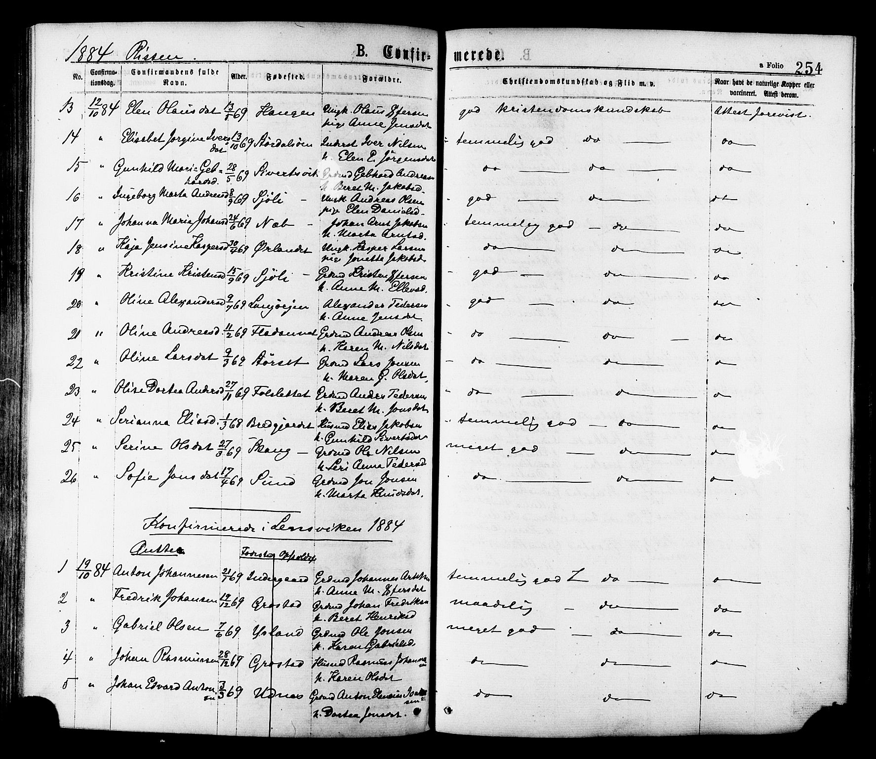 Ministerialprotokoller, klokkerbøker og fødselsregistre - Sør-Trøndelag, SAT/A-1456/646/L0613: Parish register (official) no. 646A11, 1870-1884, p. 254
