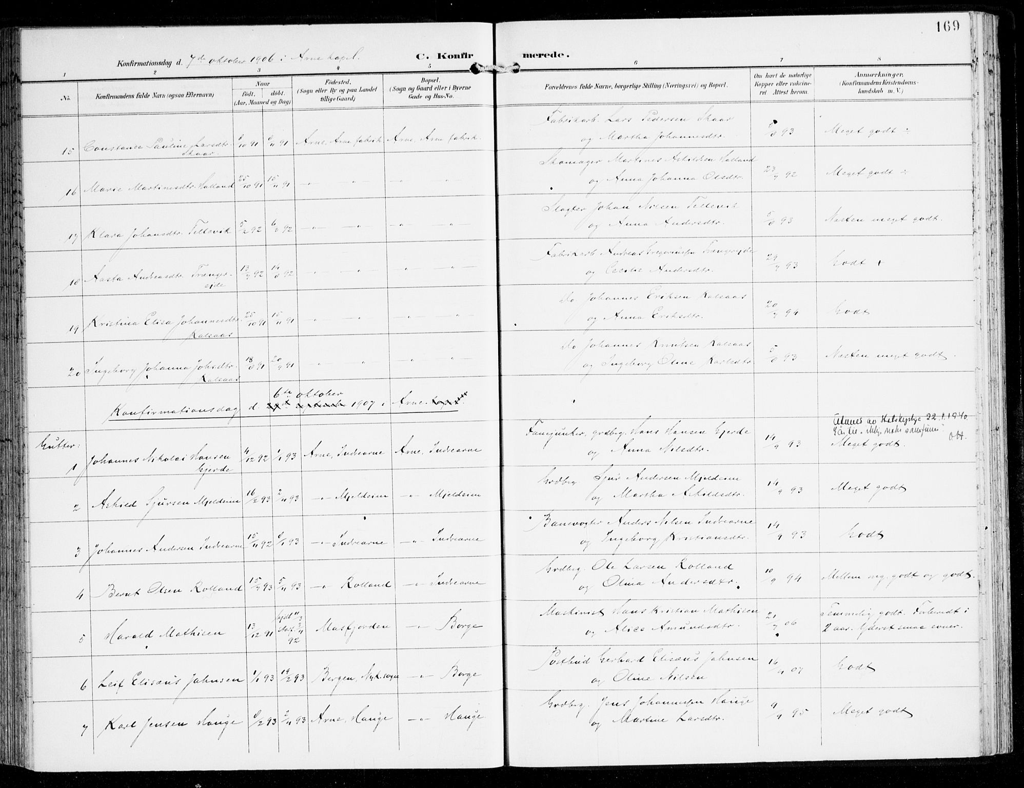 Haus sokneprestembete, AV/SAB-A-75601/H/Haa: Parish register (official) no. D 2, 1899-1912, p. 169