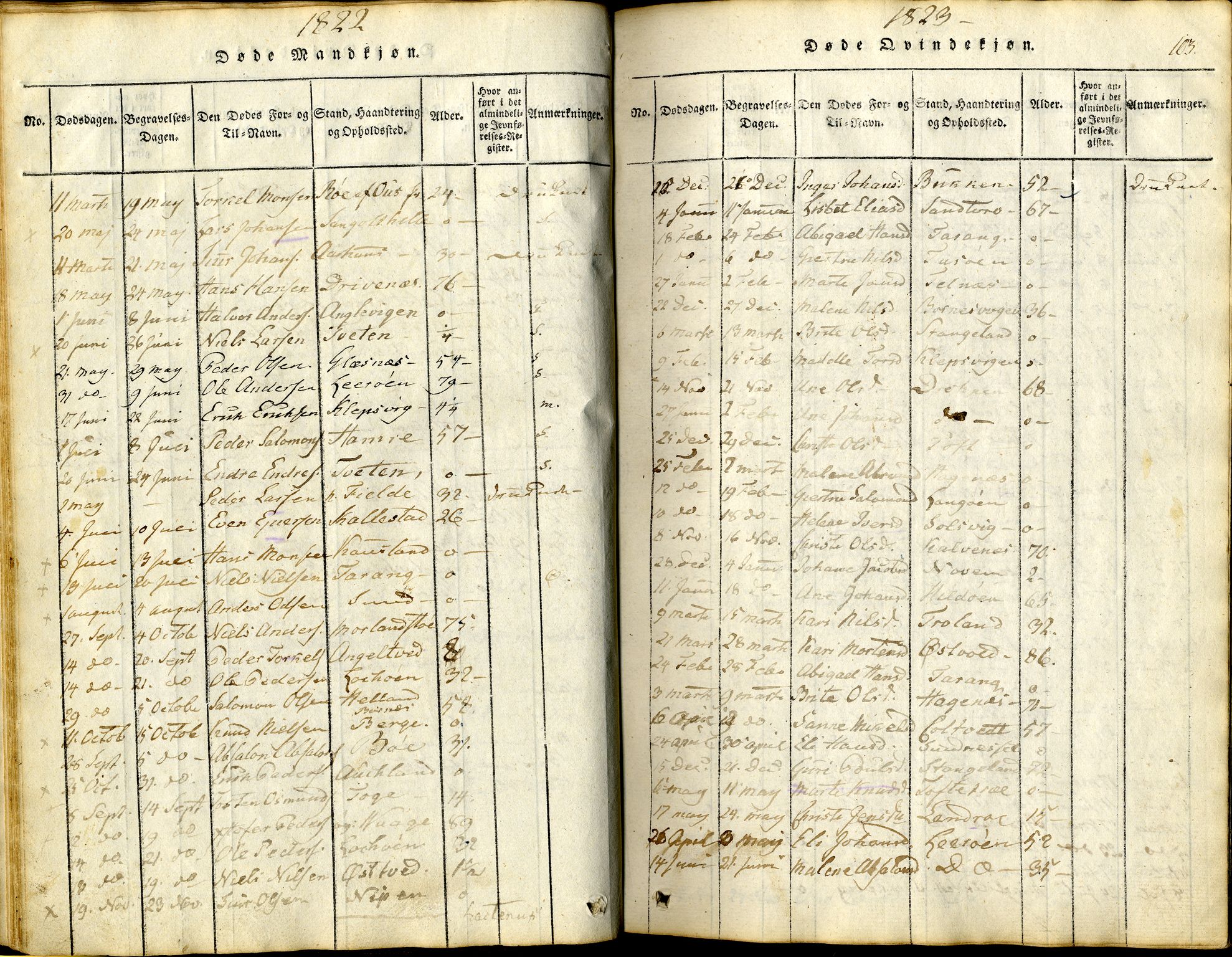 Sund sokneprestembete, AV/SAB-A-99930: Parish register (official) no. A 11, 1814-1825, p. 103