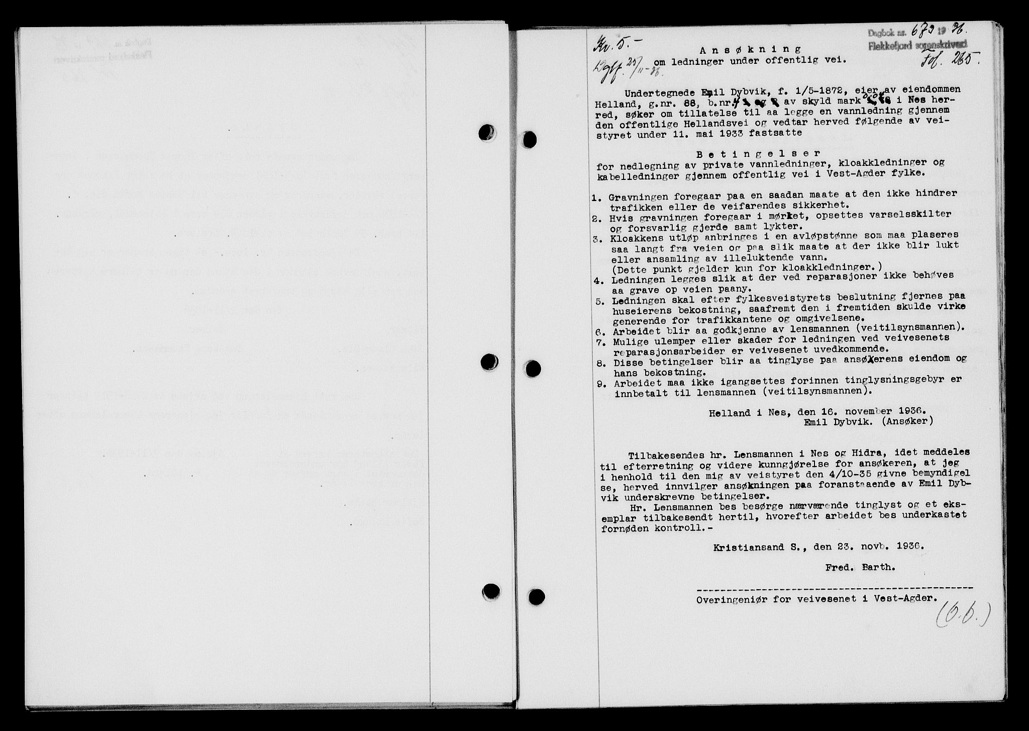 Flekkefjord sorenskriveri, SAK/1221-0001/G/Gb/Gba/L0053: Mortgage book no. A-1, 1936-1937, Diary no: : 673/1936