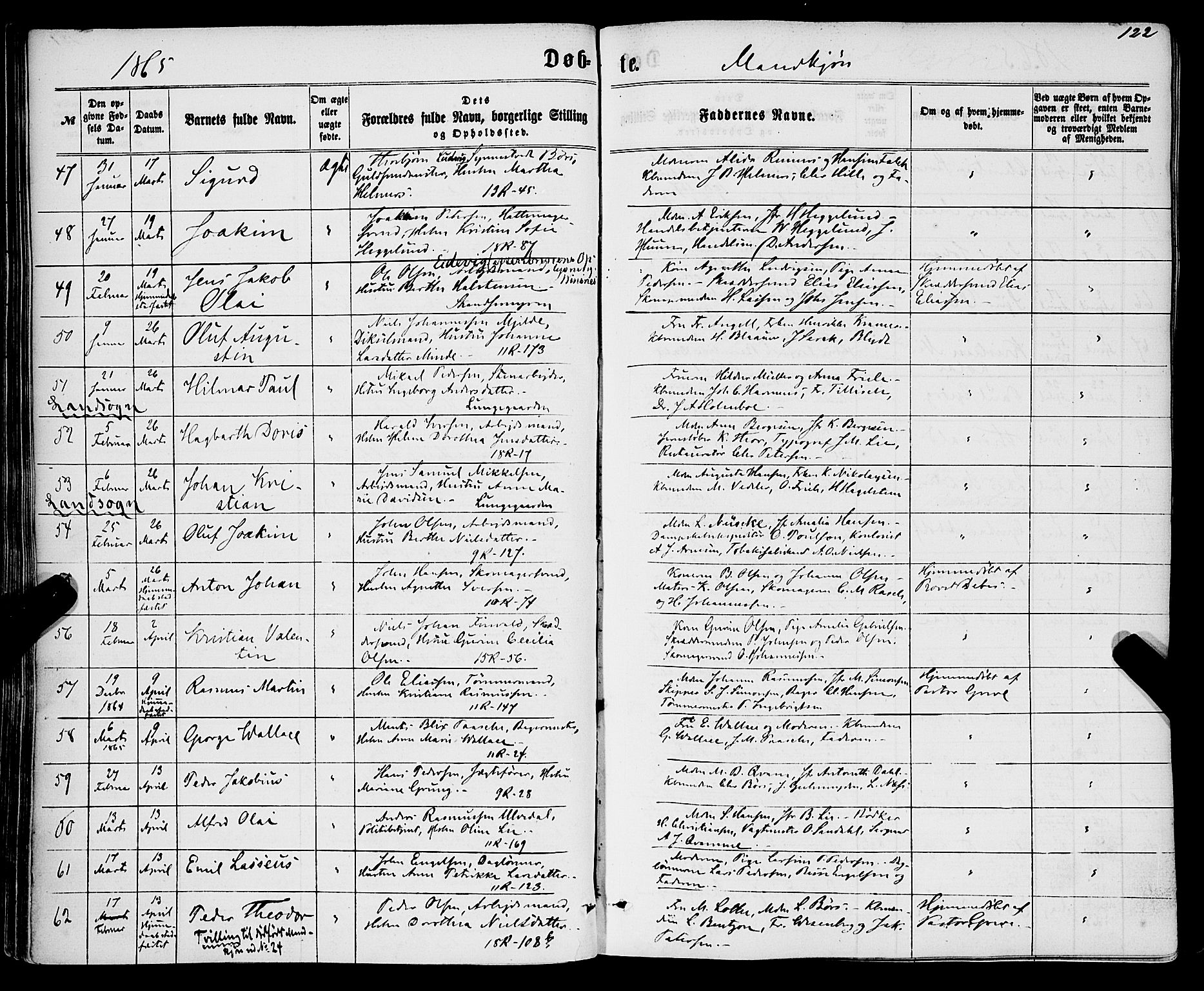 Domkirken sokneprestembete, AV/SAB-A-74801/H/Haa/L0021: Parish register (official) no. B 4, 1859-1871, p. 122