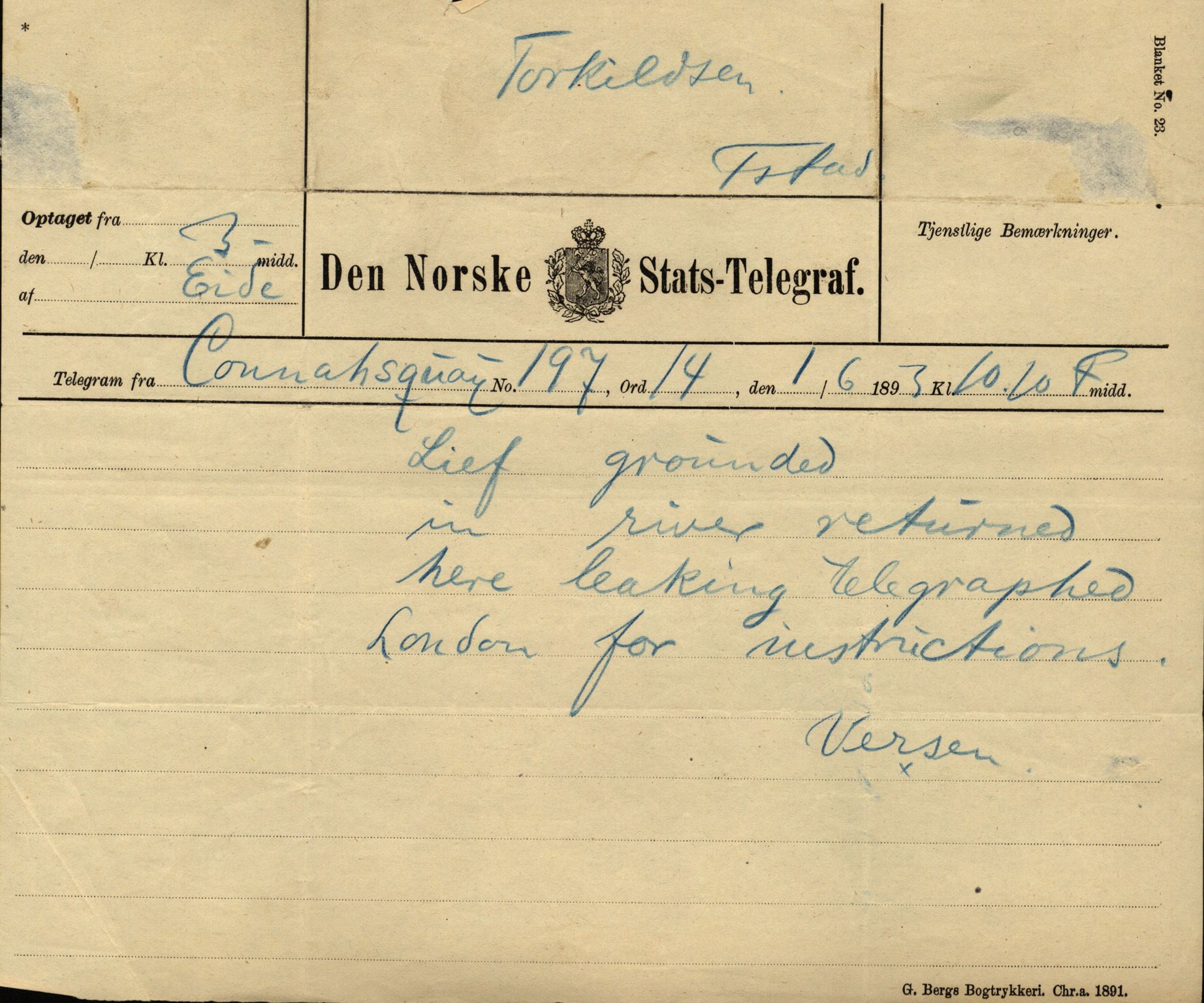 Pa 63 - Østlandske skibsassuranceforening, VEMU/A-1079/G/Ga/L0030/0001: Havaridokumenter / Leif, Korsvei, Margret, Mangerton, Mathilde, Island, Andover, 1893, p. 132
