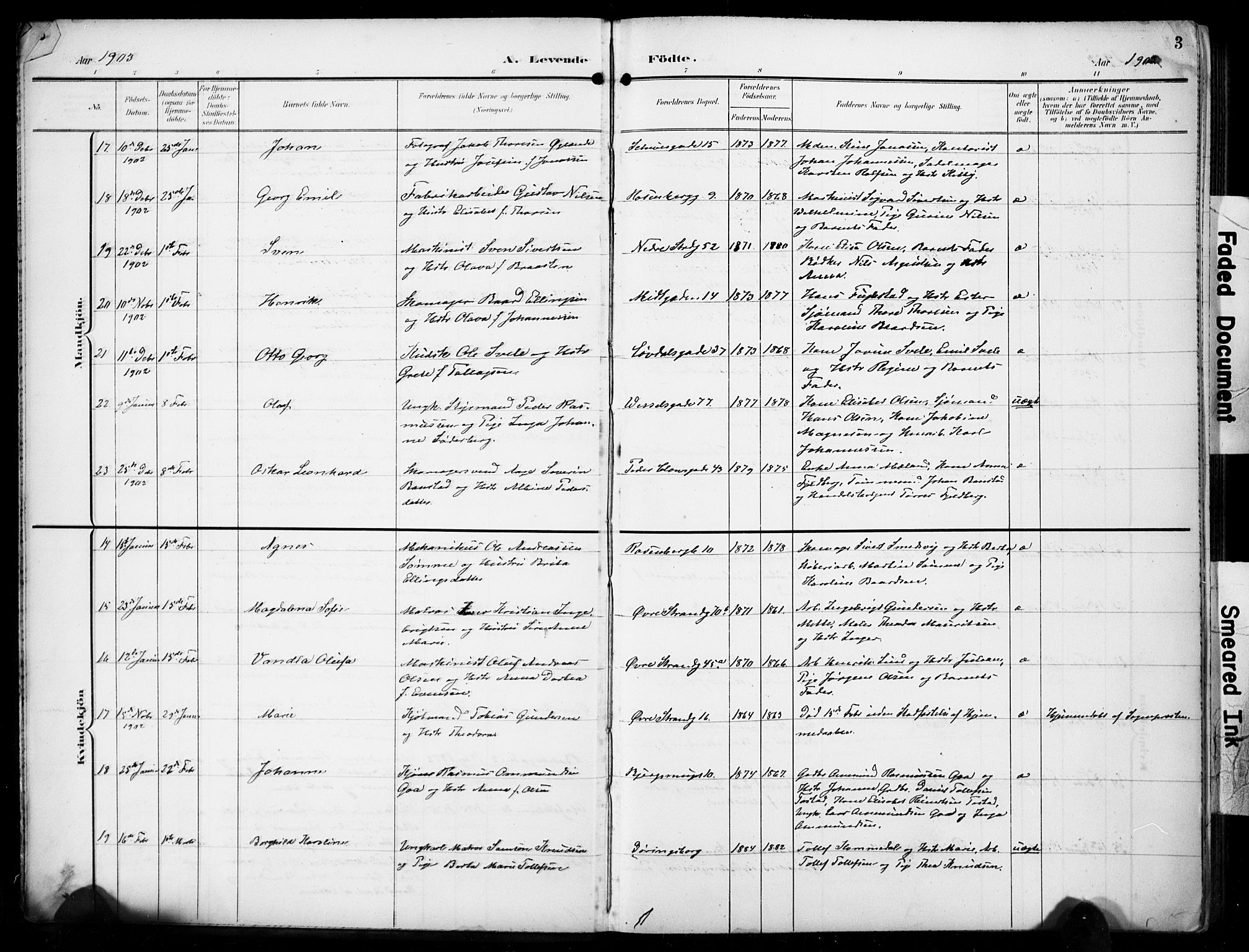 Domkirken sokneprestkontor, AV/SAST-A-101812/001/30/30BB/L0018: Parish register (copy) no. B 18, 1903-1915, p. 3