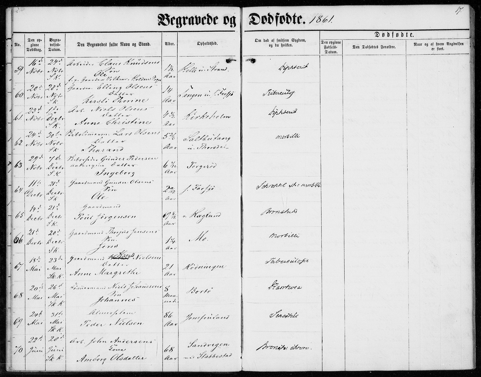 Sannidal kirkebøker, AV/SAKO-A-296/F/Fa/L0012: Parish register (official) no. 12, 1860-1873, p. 17