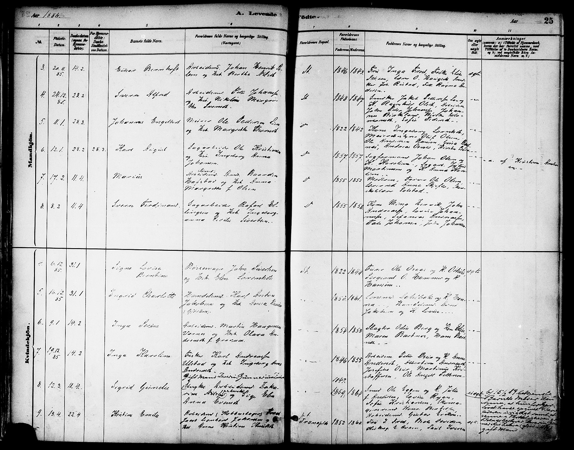 Ministerialprotokoller, klokkerbøker og fødselsregistre - Nord-Trøndelag, SAT/A-1458/739/L0371: Parish register (official) no. 739A03, 1881-1895, p. 25