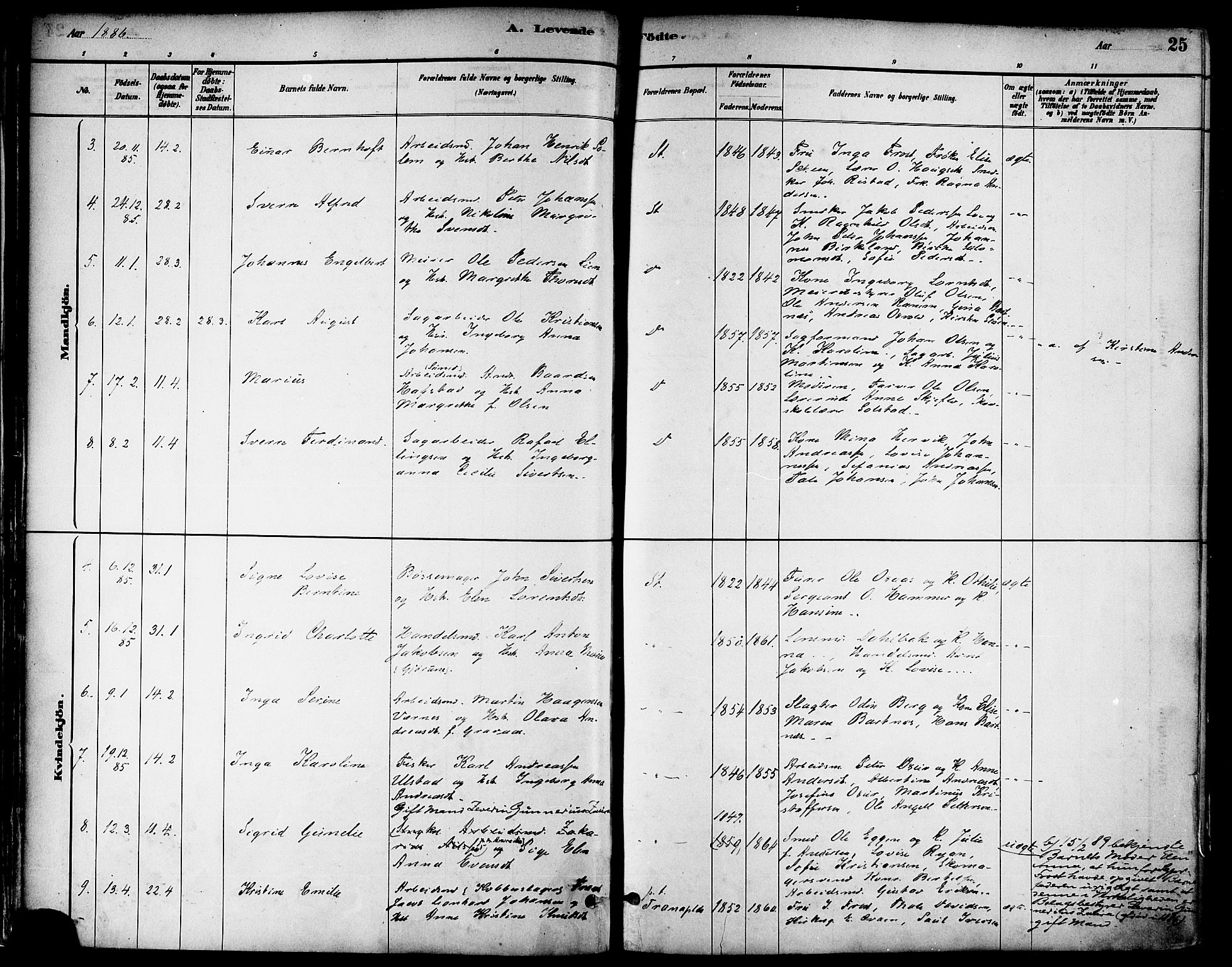 Ministerialprotokoller, klokkerbøker og fødselsregistre - Nord-Trøndelag, AV/SAT-A-1458/739/L0371: Parish register (official) no. 739A03, 1881-1895, p. 25