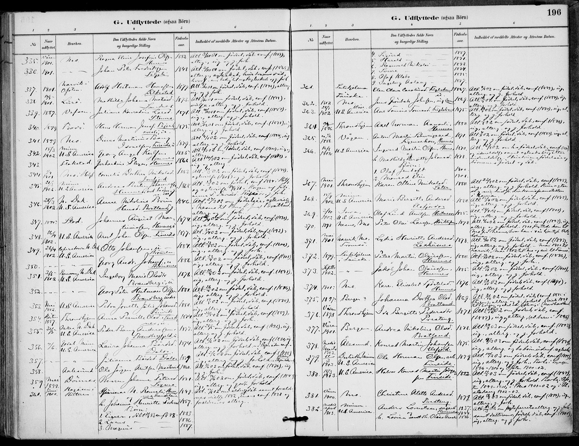 Ministerialprotokoller, klokkerbøker og fødselsregistre - Nordland, SAT/A-1459/825/L0362: Parish register (official) no. 825A16, 1886-1908, p. 196