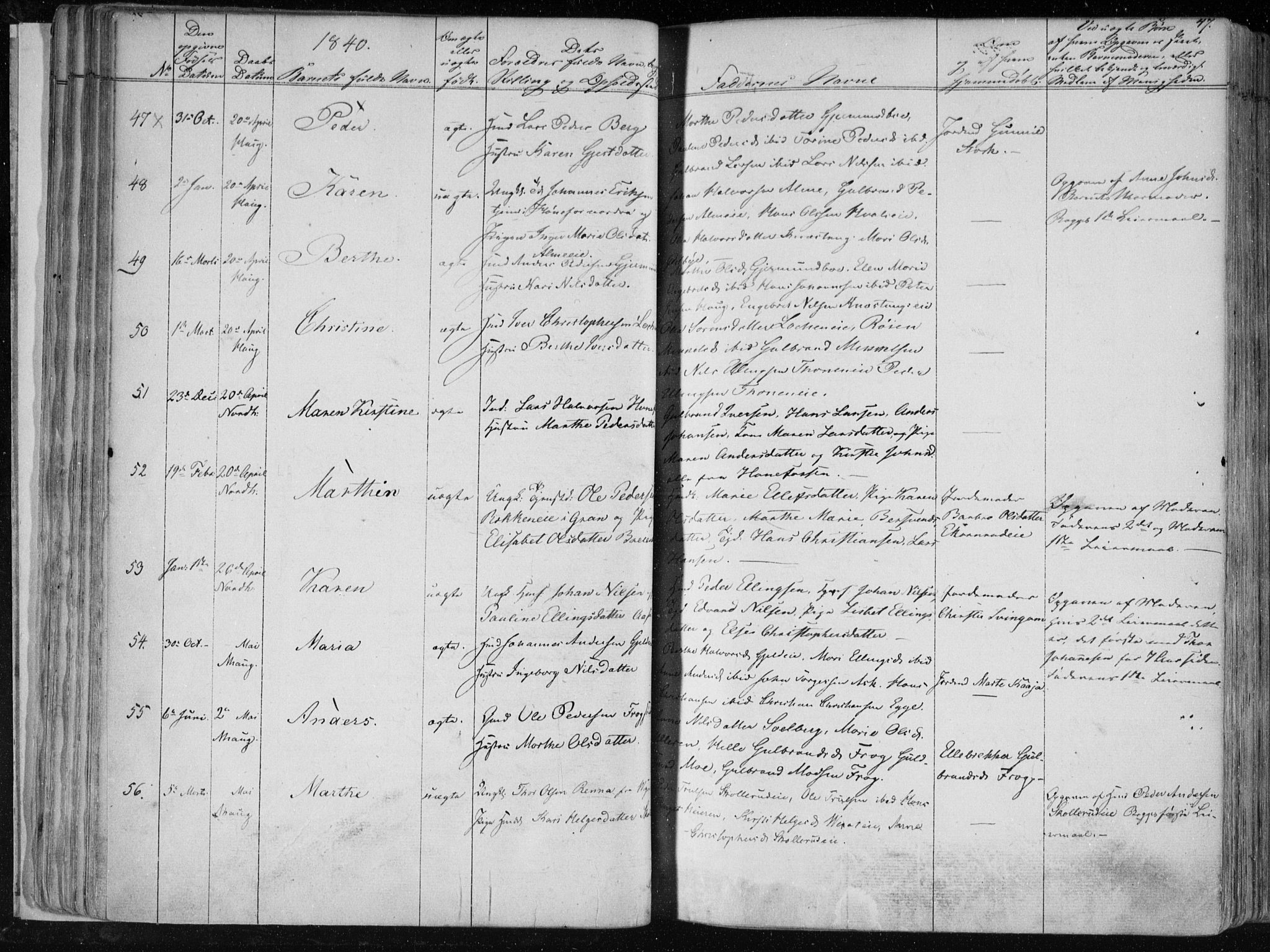 Norderhov kirkebøker, AV/SAKO-A-237/F/Fa/L0010: Parish register (official) no. 10, 1837-1847, p. 47