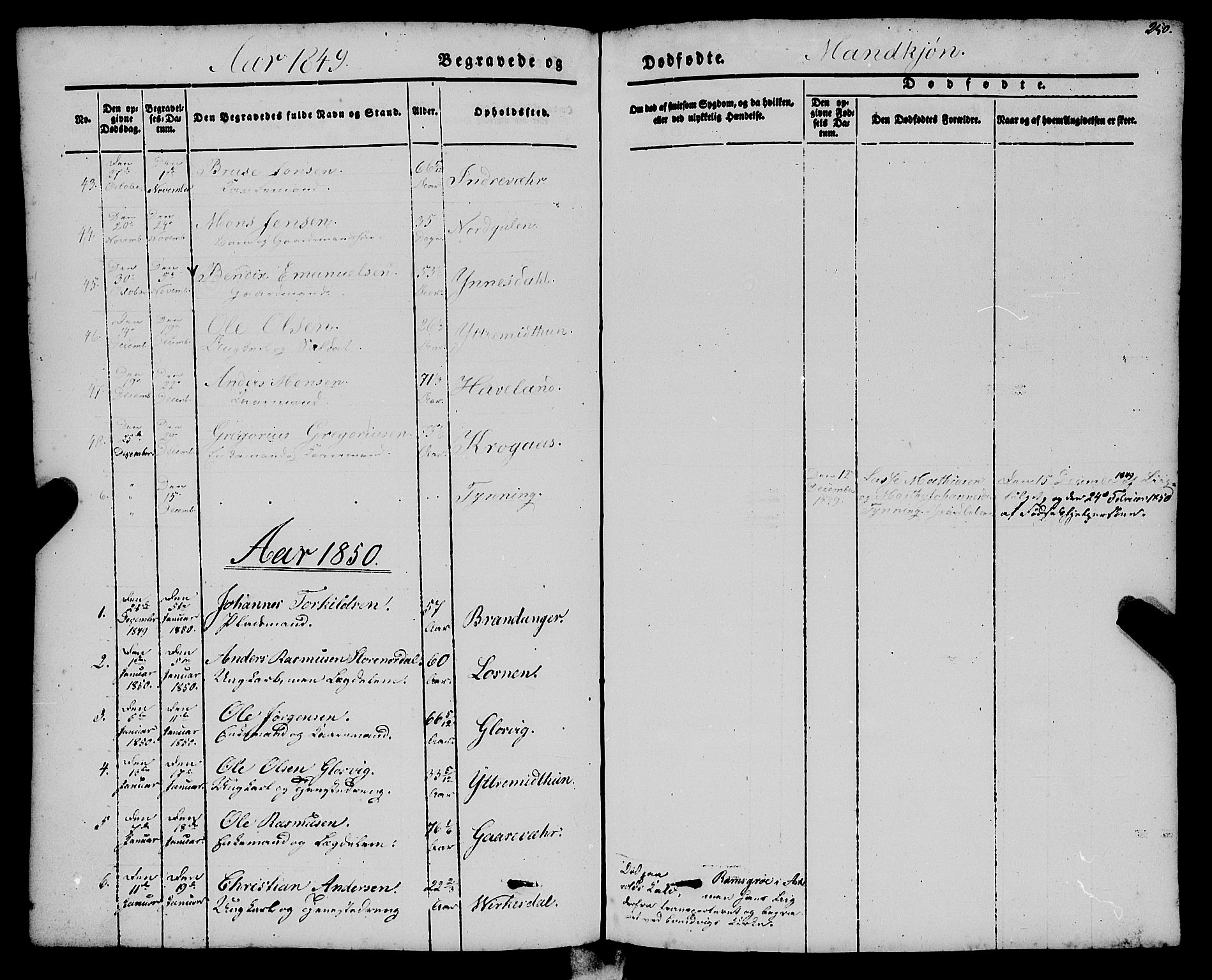 Gulen sokneprestembete, SAB/A-80201/H/Haa/Haaa/L0021: Parish register (official) no. A 21, 1848-1858, p. 250