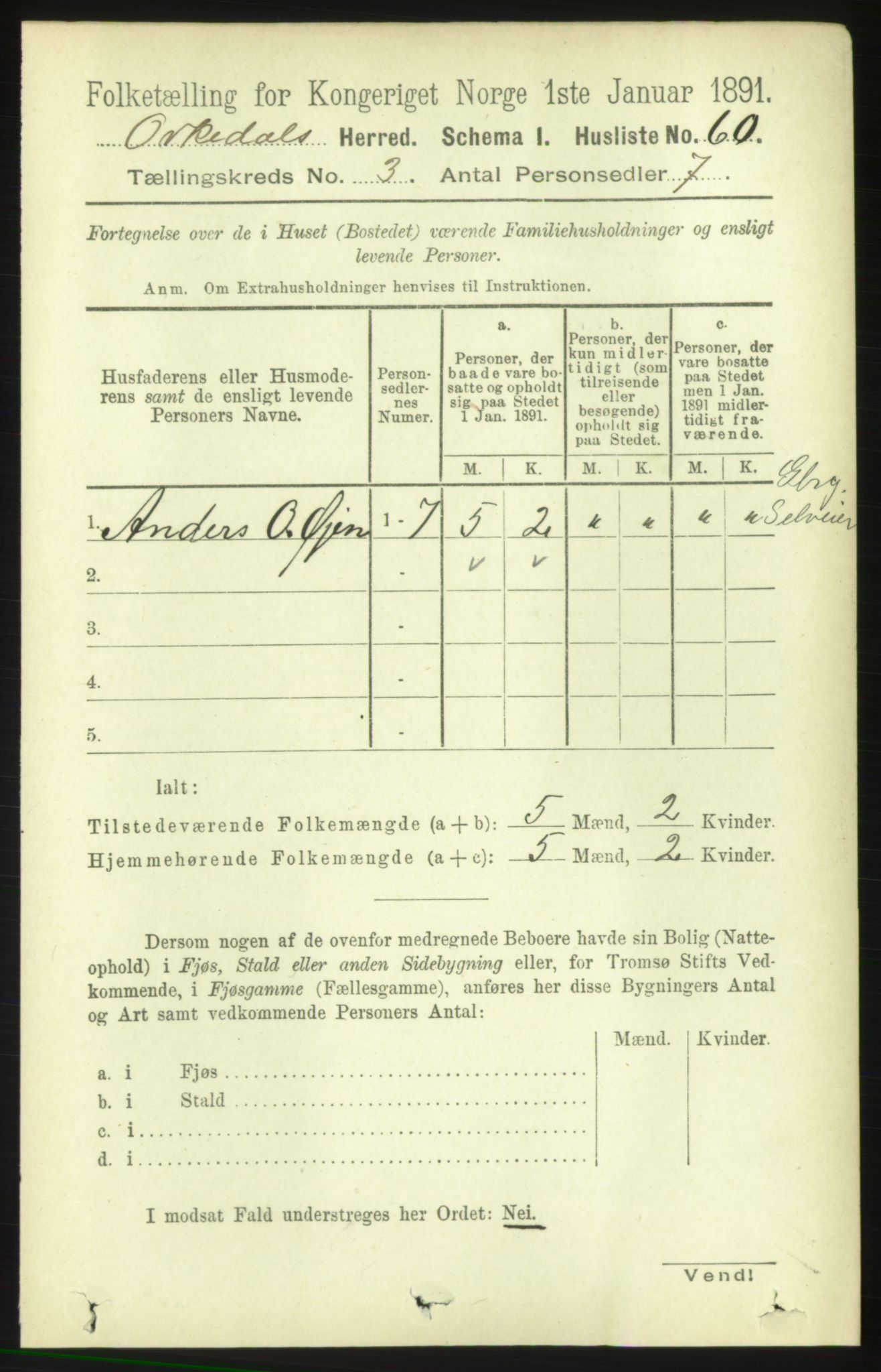 RA, 1891 census for 1638 Orkdal, 1891, p. 1477