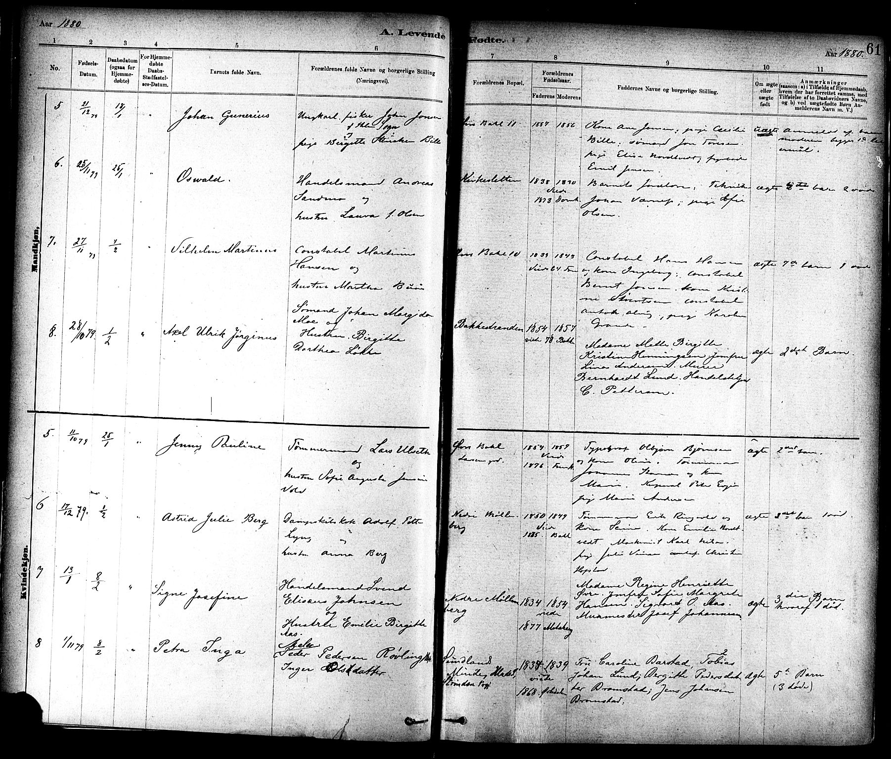 Ministerialprotokoller, klokkerbøker og fødselsregistre - Sør-Trøndelag, AV/SAT-A-1456/604/L0188: Parish register (official) no. 604A09, 1878-1892, p. 61