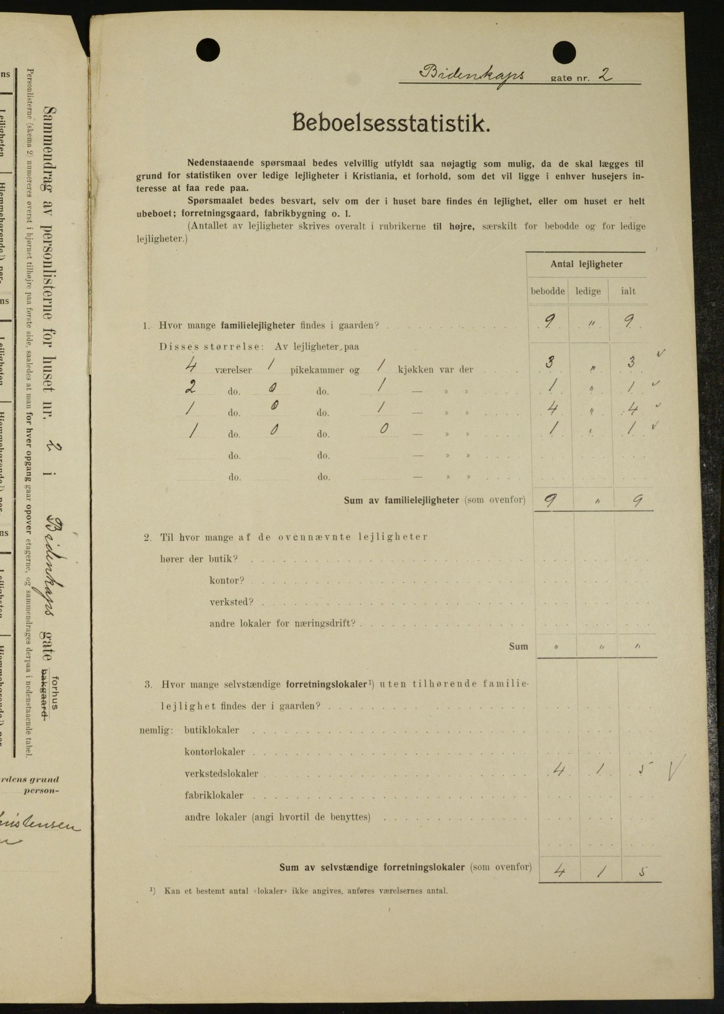 OBA, Municipal Census 1909 for Kristiania, 1909, p. 4373