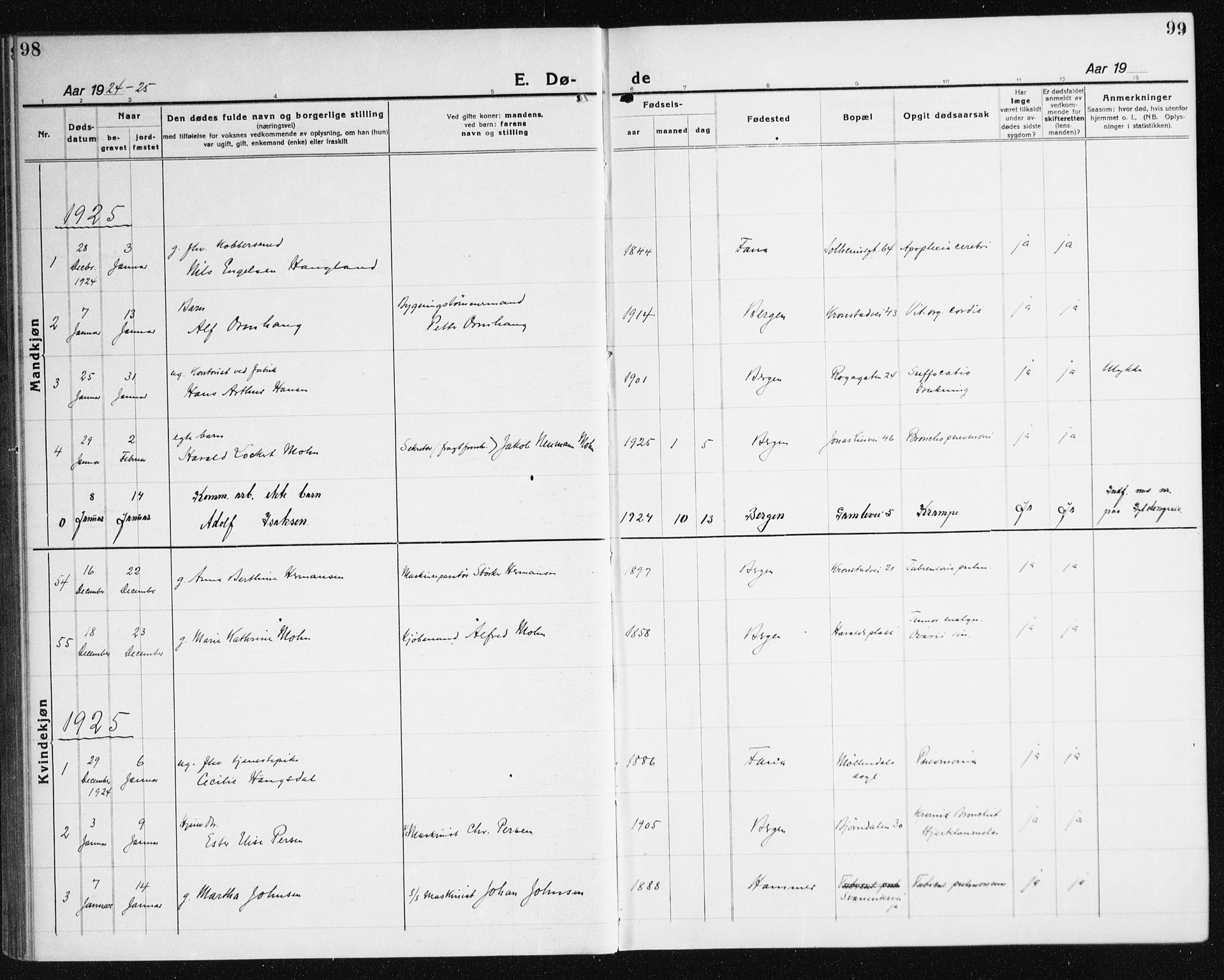 Årstad Sokneprestembete, SAB/A-79301/H/Haa/L0010: Parish register (official) no. E 1, 1921-1940, p. 98-99
